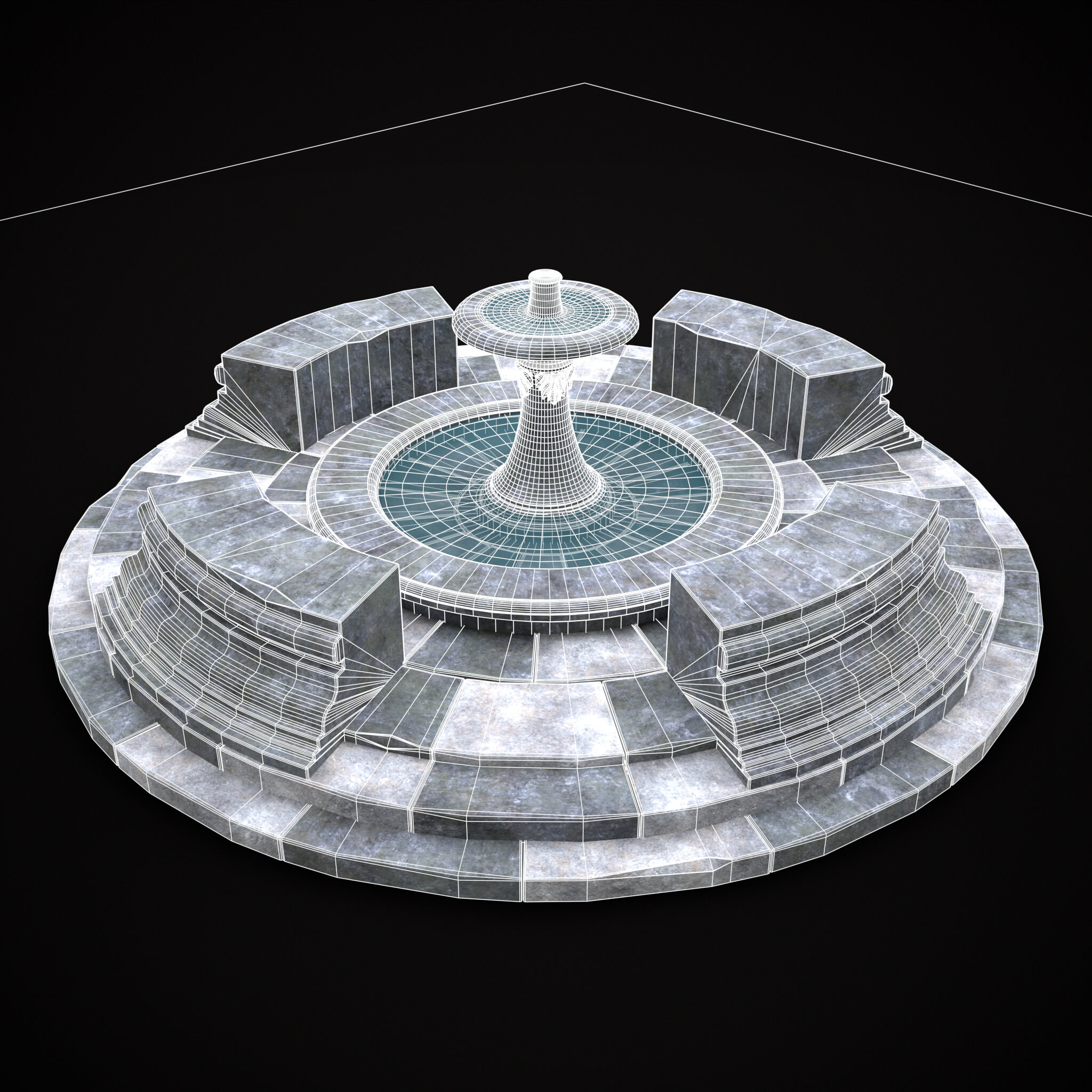 Quad Opening Water Fountain - 3D Model by Get Dead Entertainment