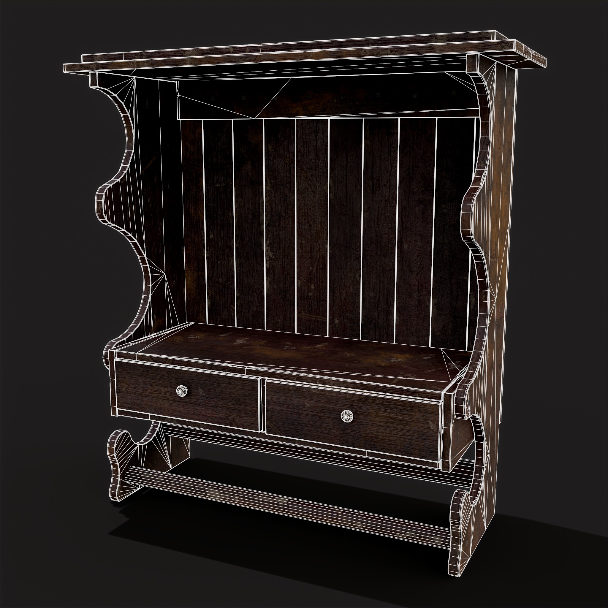 Rustic Hanging Shelf with Drawers 3D Model by Get Dead Entertainment