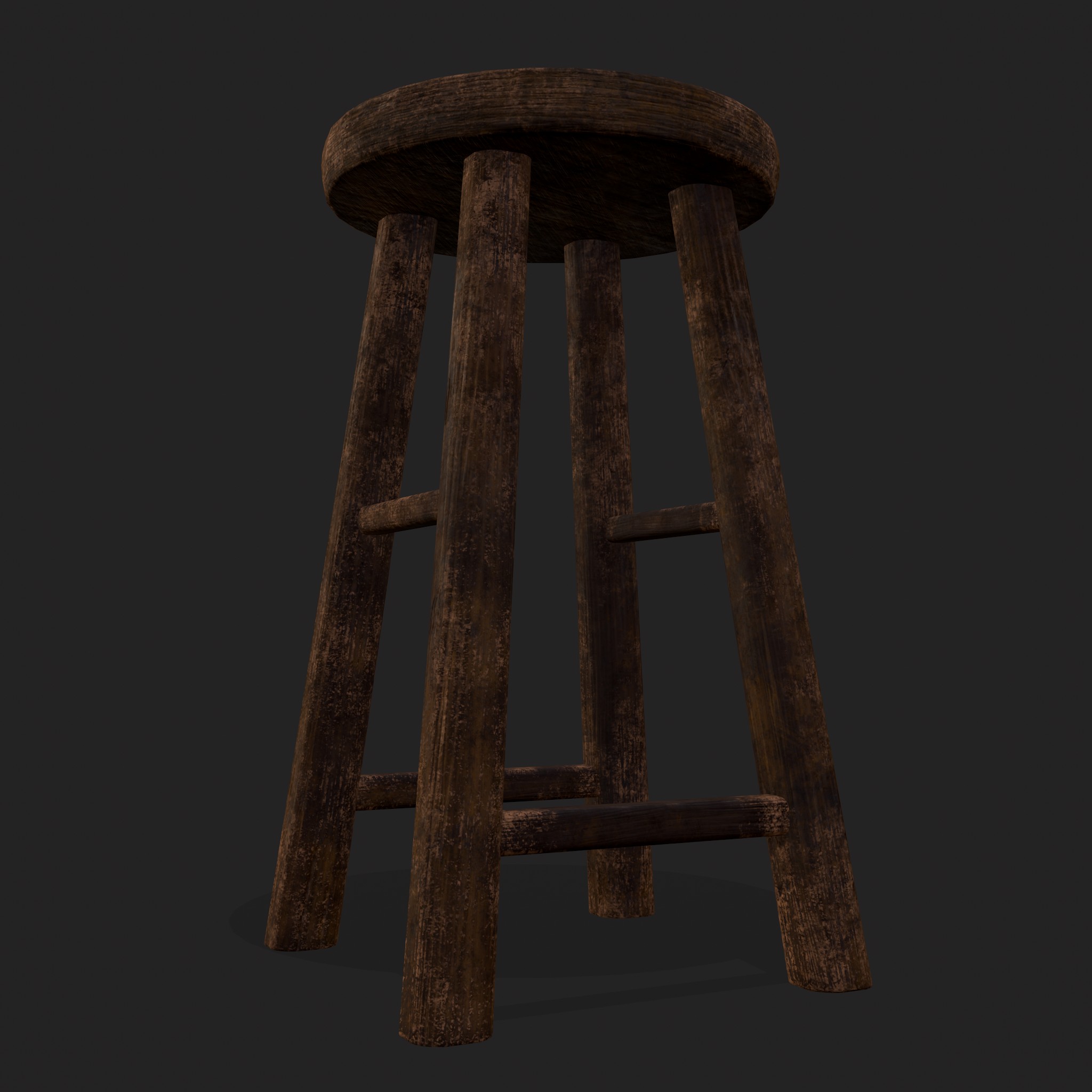 Rustic Wooden Bar Stool 3D Model by Get Dead Entertainment