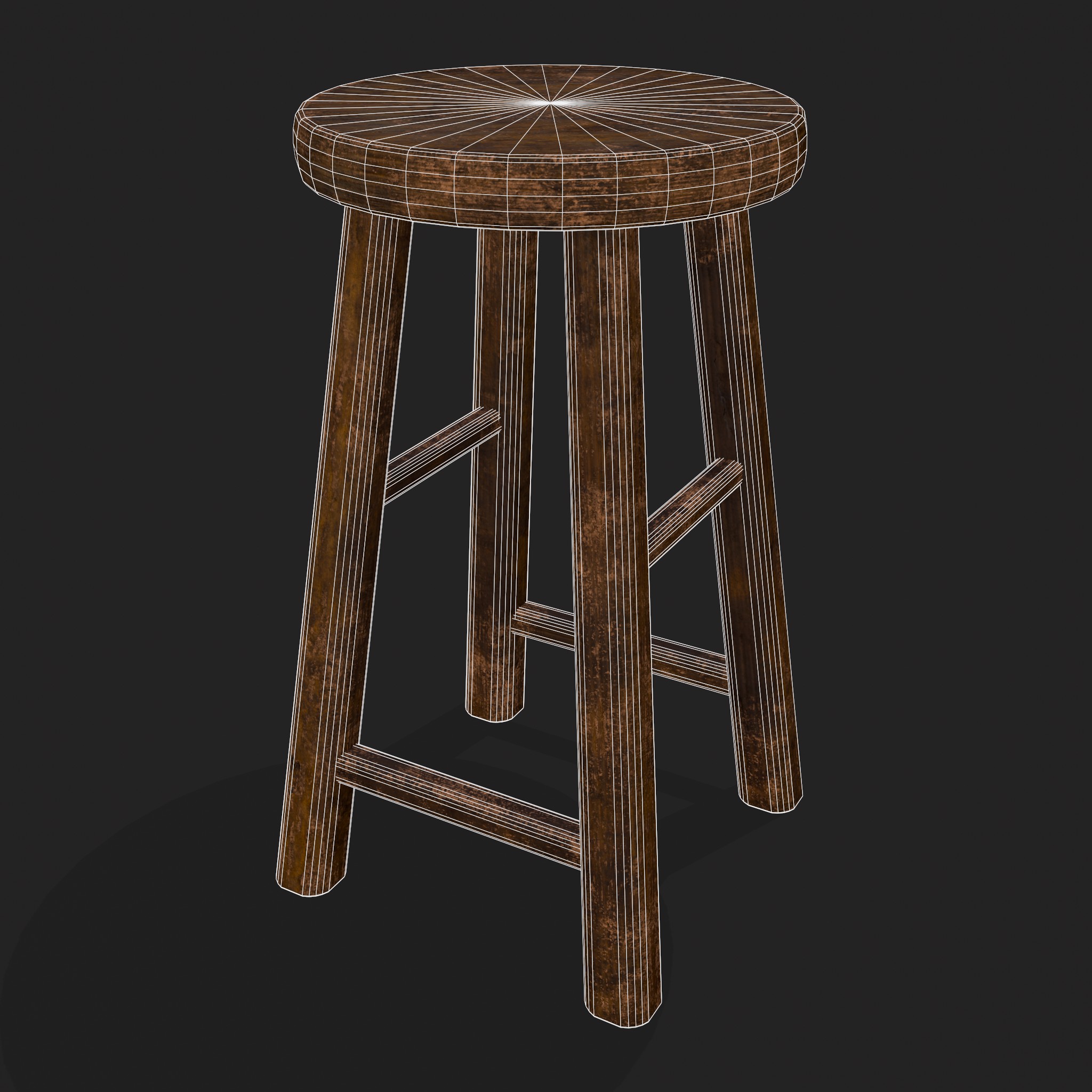 Rustic Wooden Bar Stool 3D Model by Get Dead Entertainment