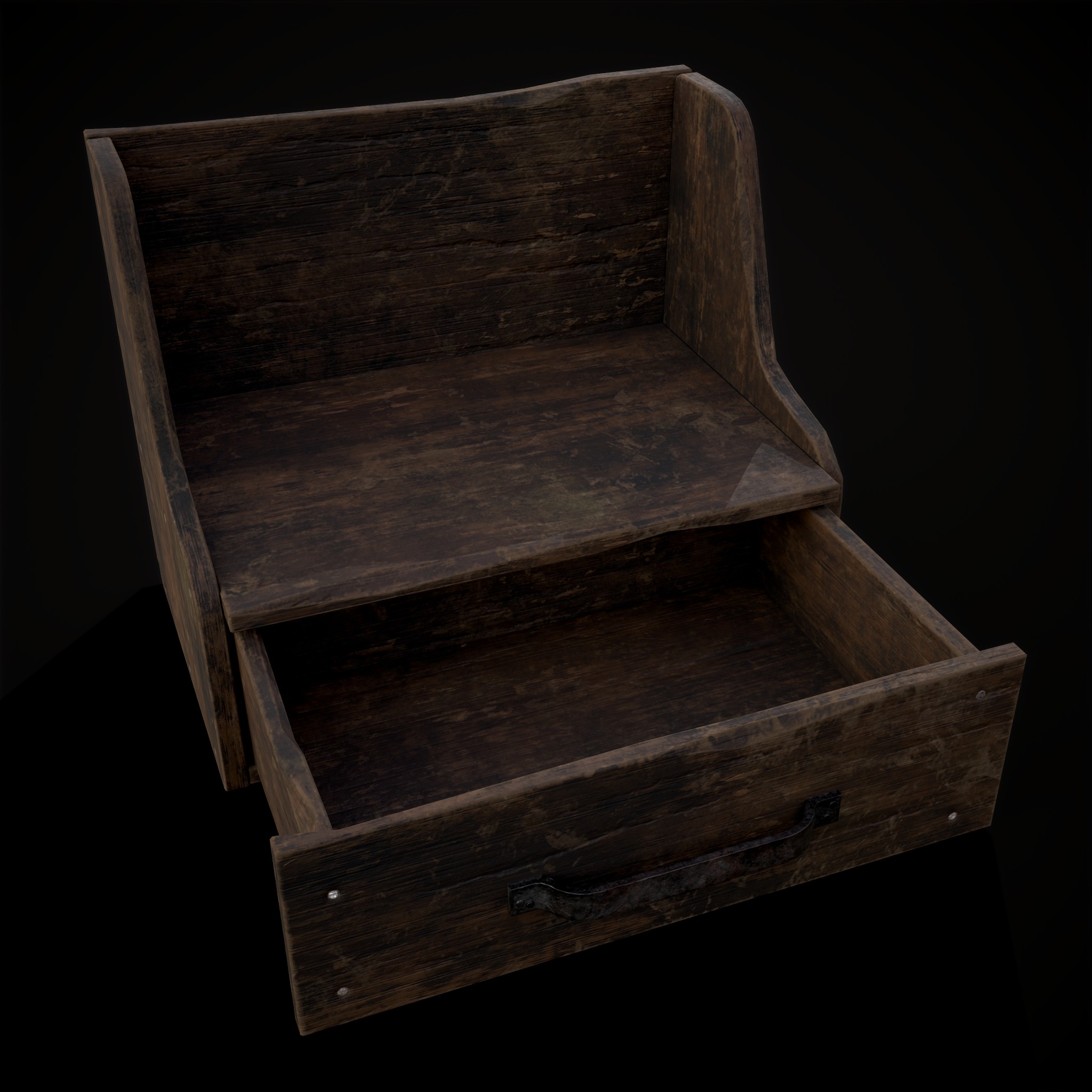 Rustic Wooden Bedside Tabletop Drawer 3D Model by Get Dead Entertainment