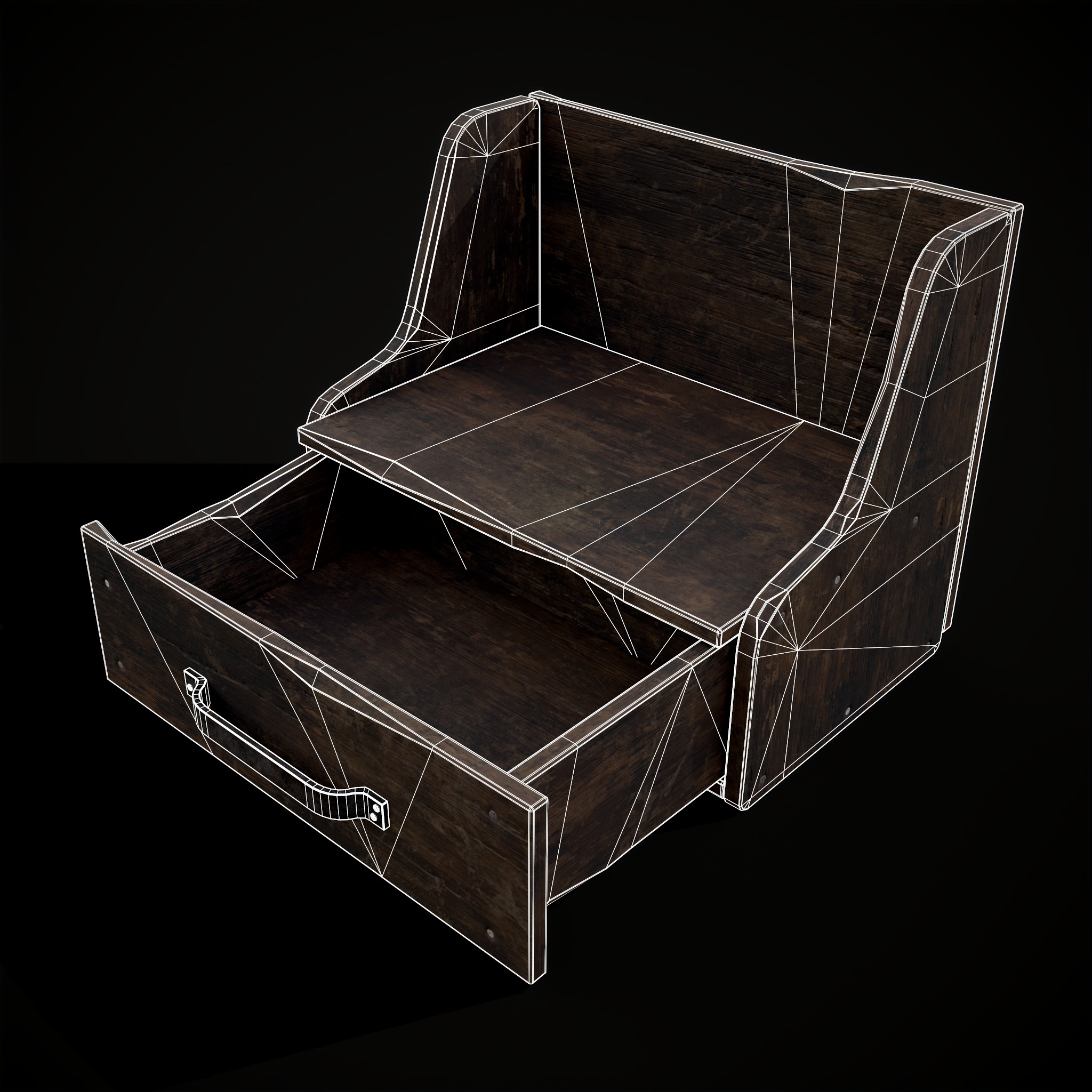 Rustic Wooden Bedside Tabletop Drawer 3D Model by Get Dead Entertainment
