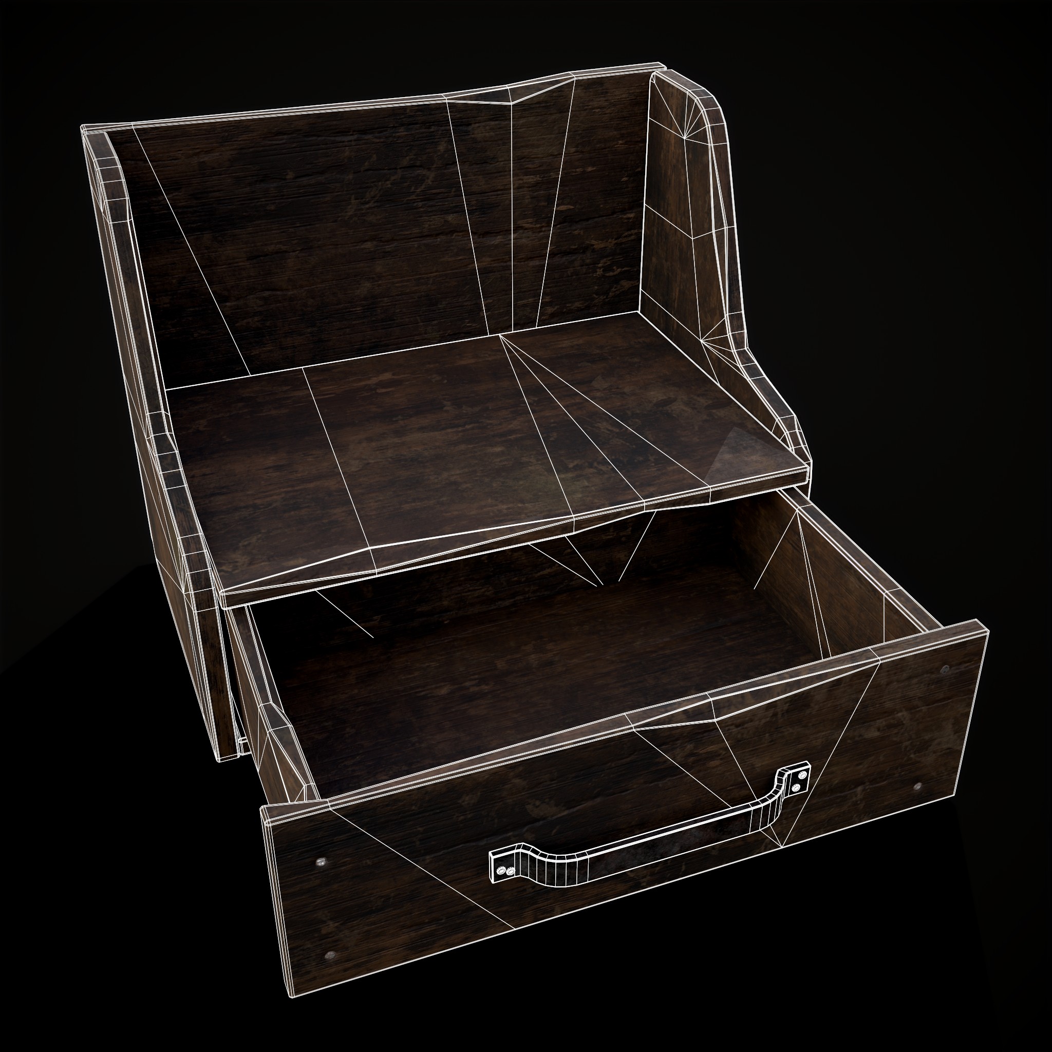 Rustic Wooden Bedside Tabletop Drawer 3D Model by Get Dead Entertainment