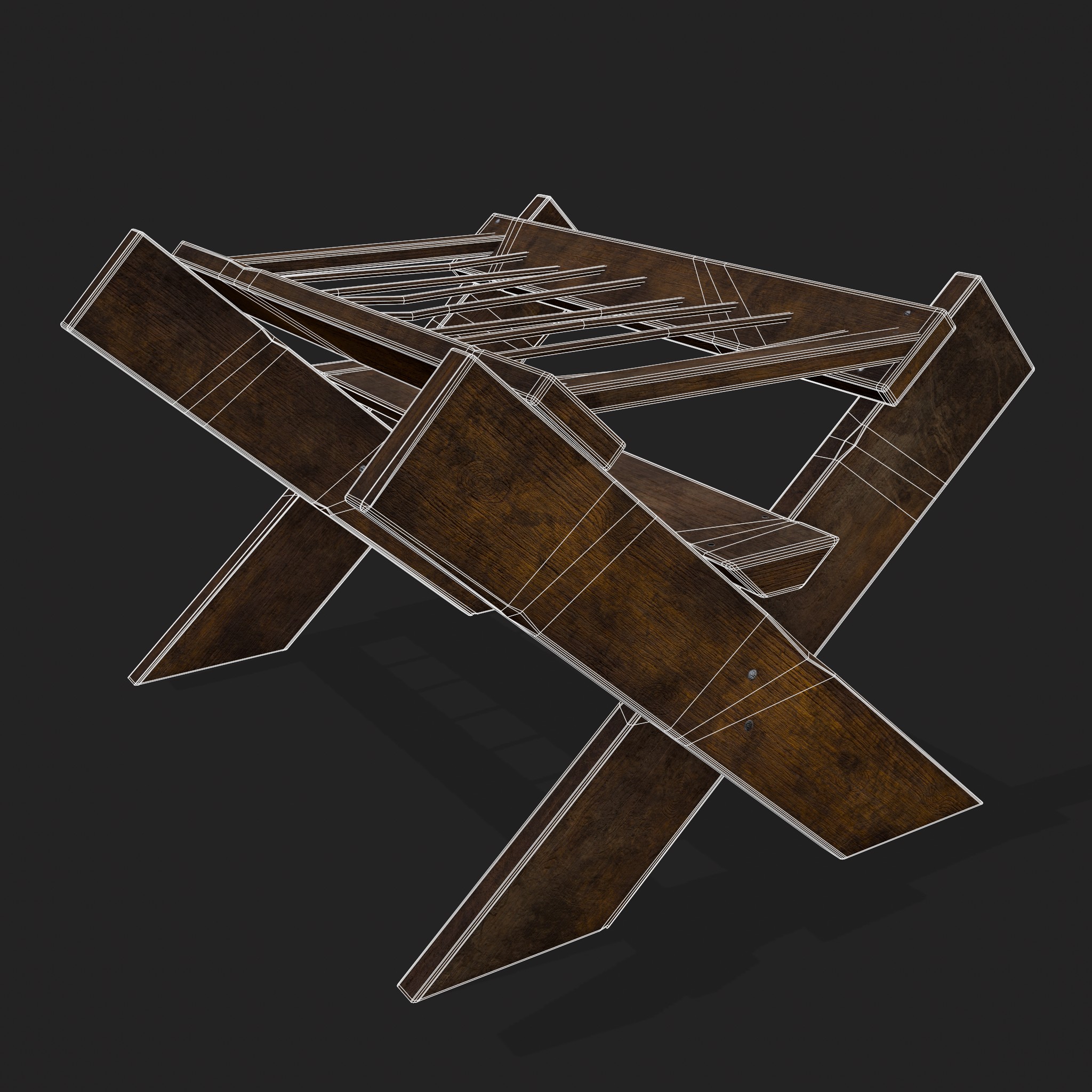 Medieval Racking Table Rustic Wooden Medieval Dishes Rack - 3D Model by Get Dead Entertainment
