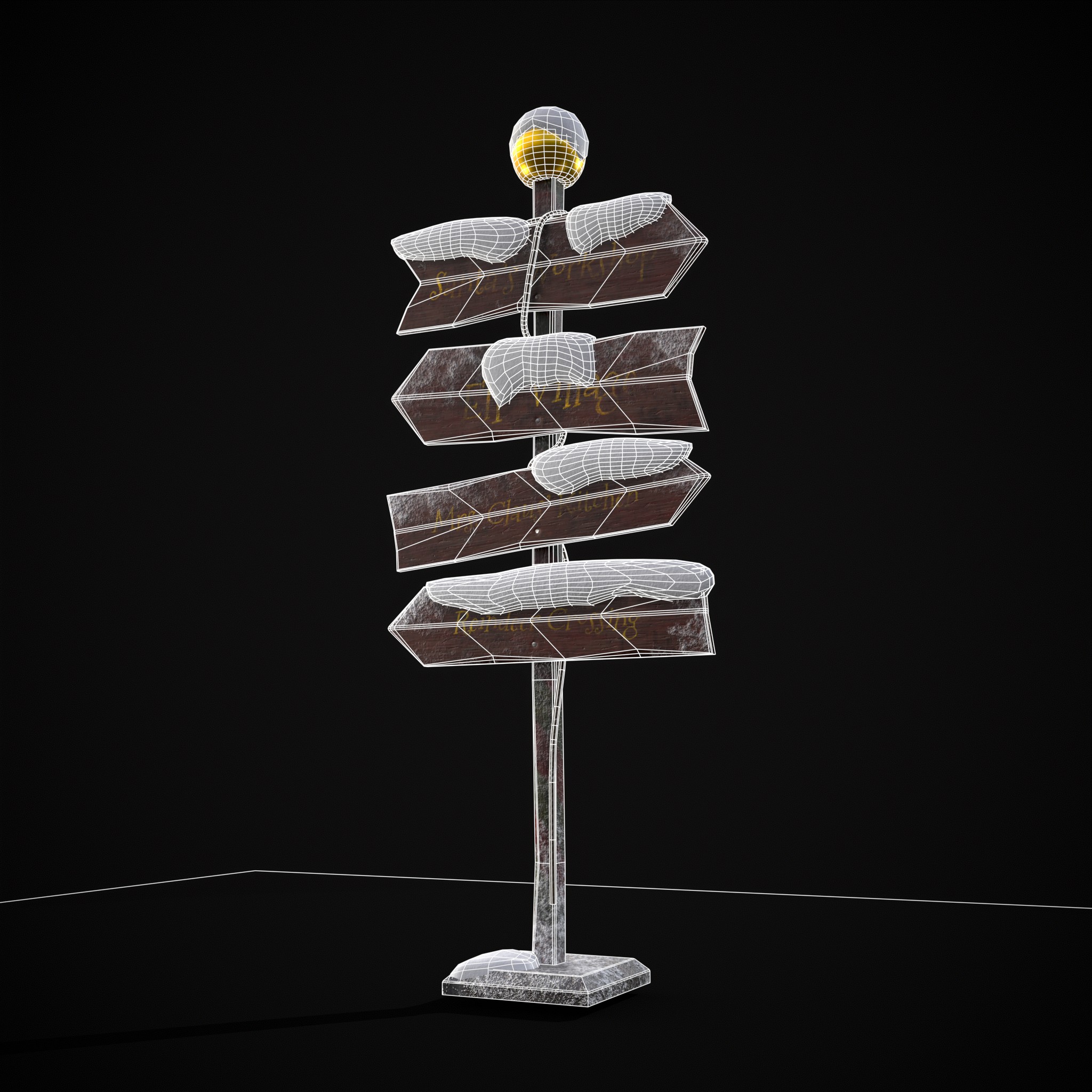 Santas Village Directional Post 3D Model by Get Dead Entertainment