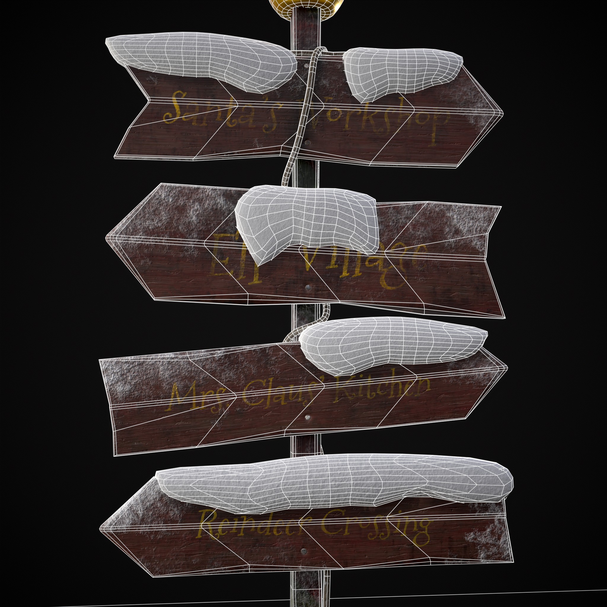 Santas Village Directional Post 3D Model by Get Dead Entertainment