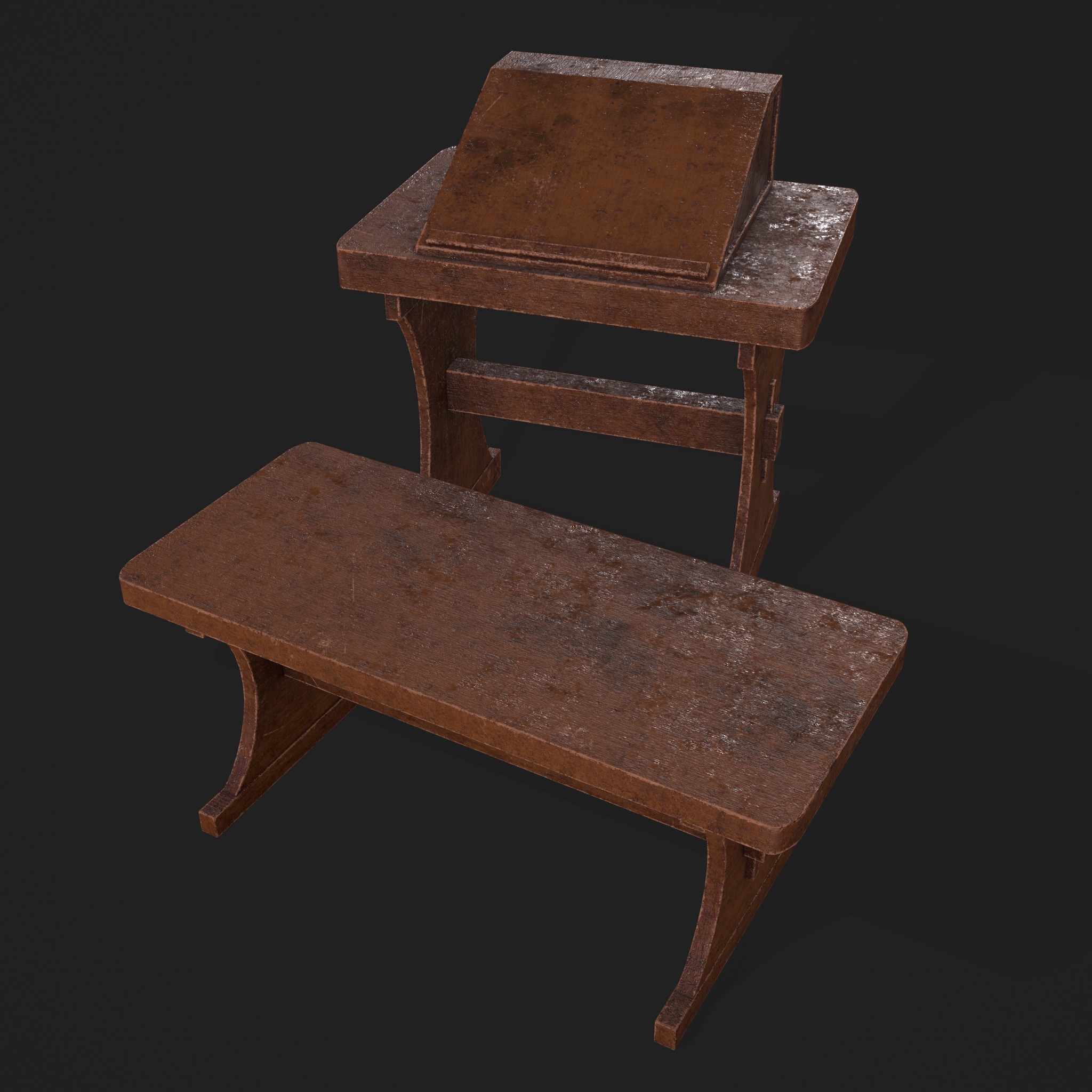 Study Desk and Bench 3D Model by Get Dead Entertainment
