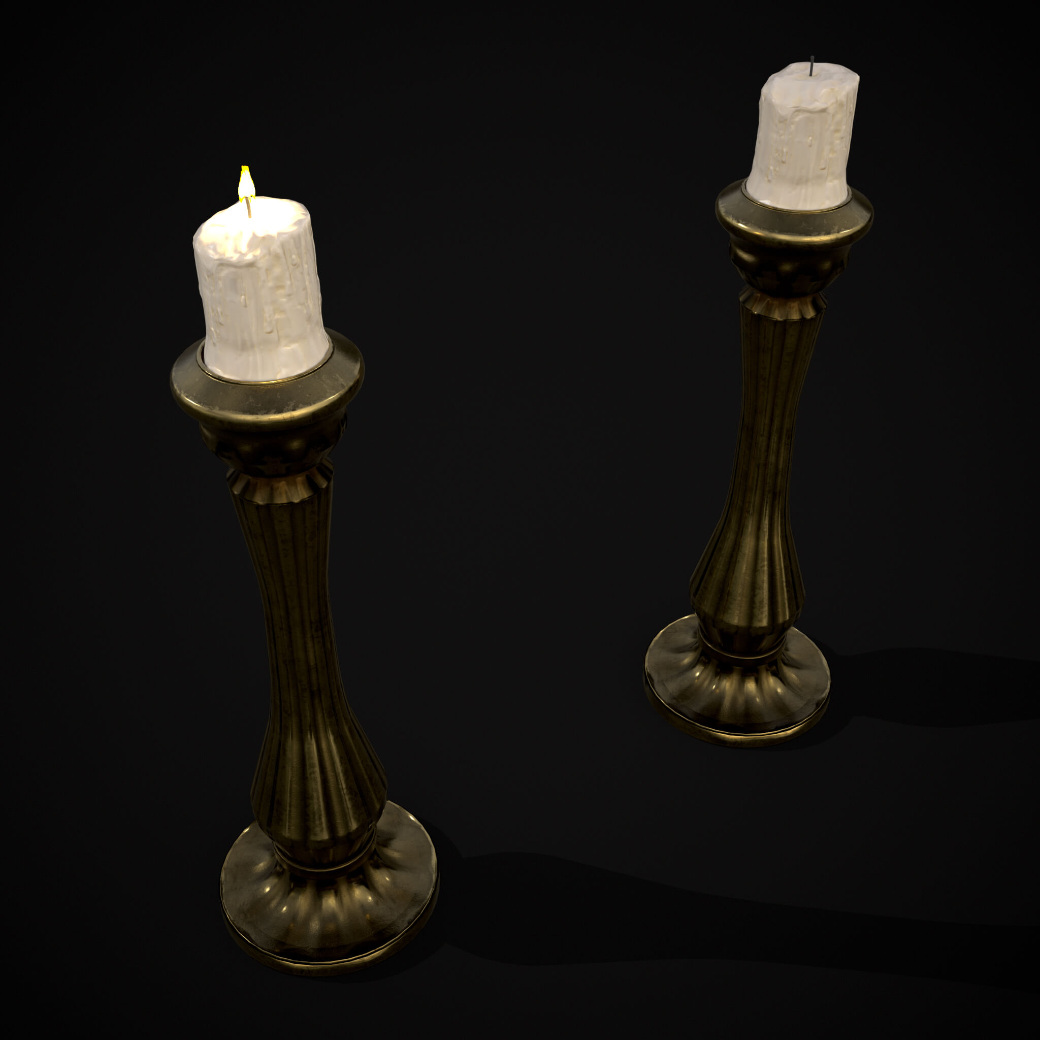 Tall Brass Chamberstick 3D Model by Get Dead Entertainment