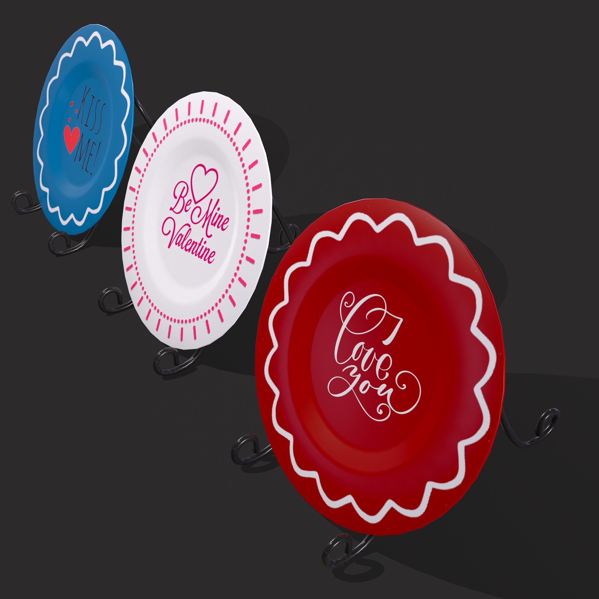 Valentines Plates Decoration 3D Model by Get Dead Entertainment