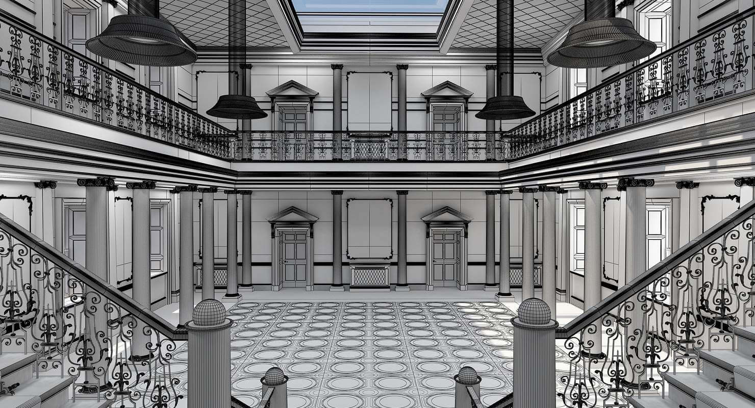 Grand Hall Lobby and Staircase - 3D Model by Giimann