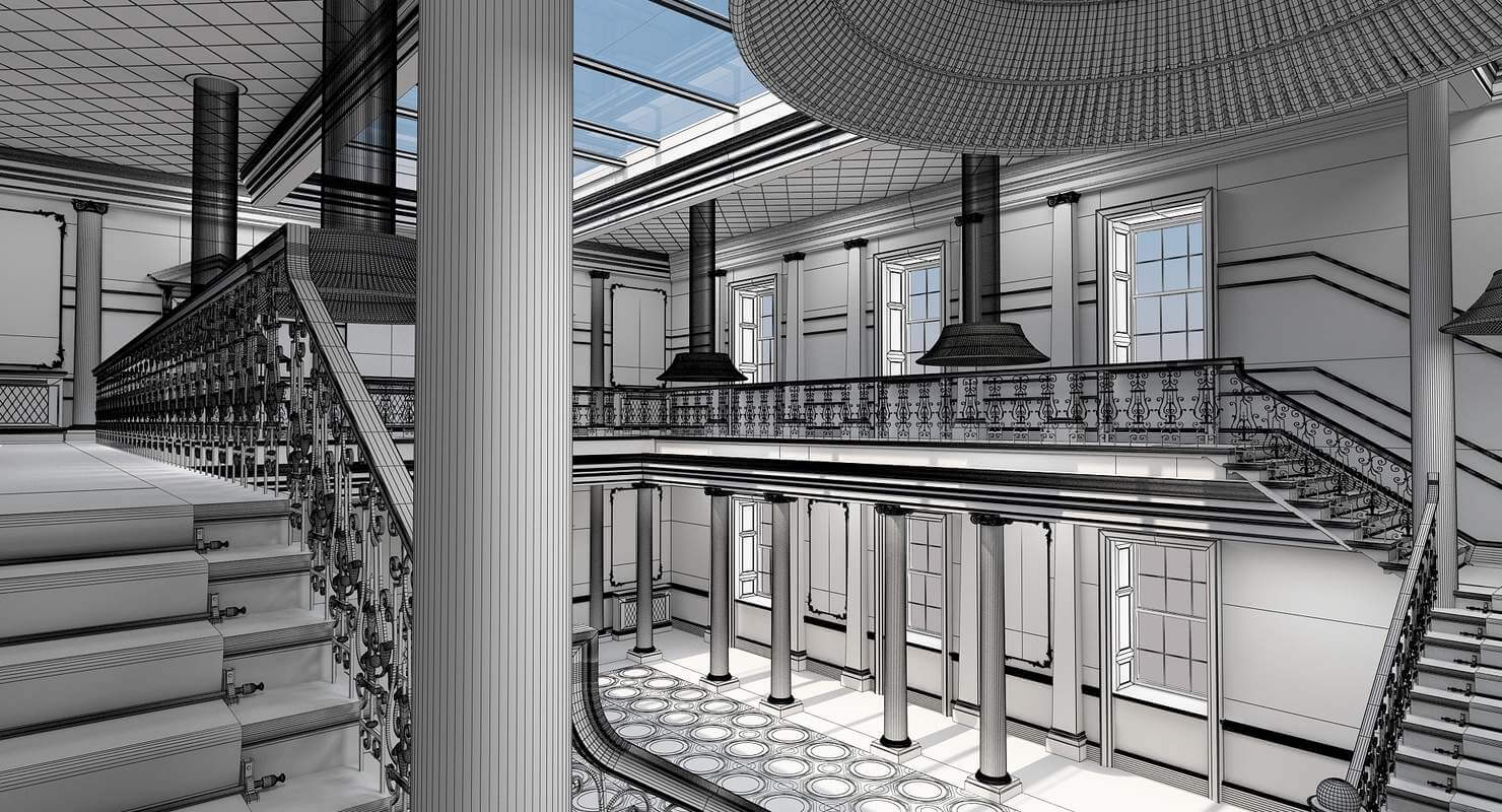 Grand Hall Lobby and Staircase - 3D Model by Giimann