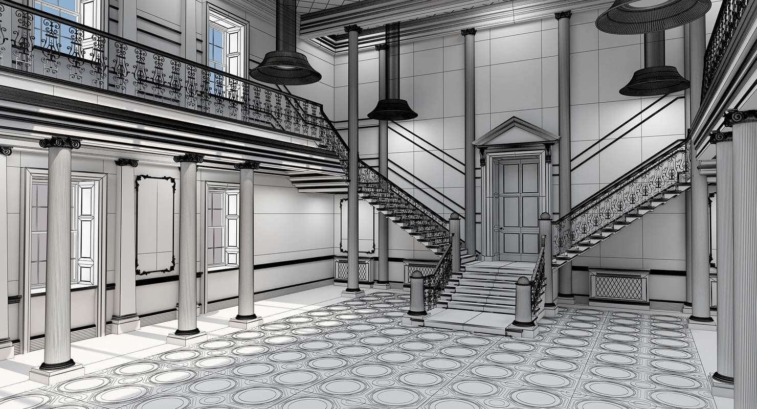 Grand Hall Lobby and Staircase - 3D Model by Giimann