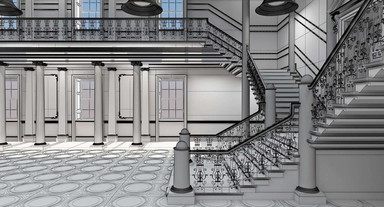 Grand Hall Lobby and Staircase - 3D Model by Giimann