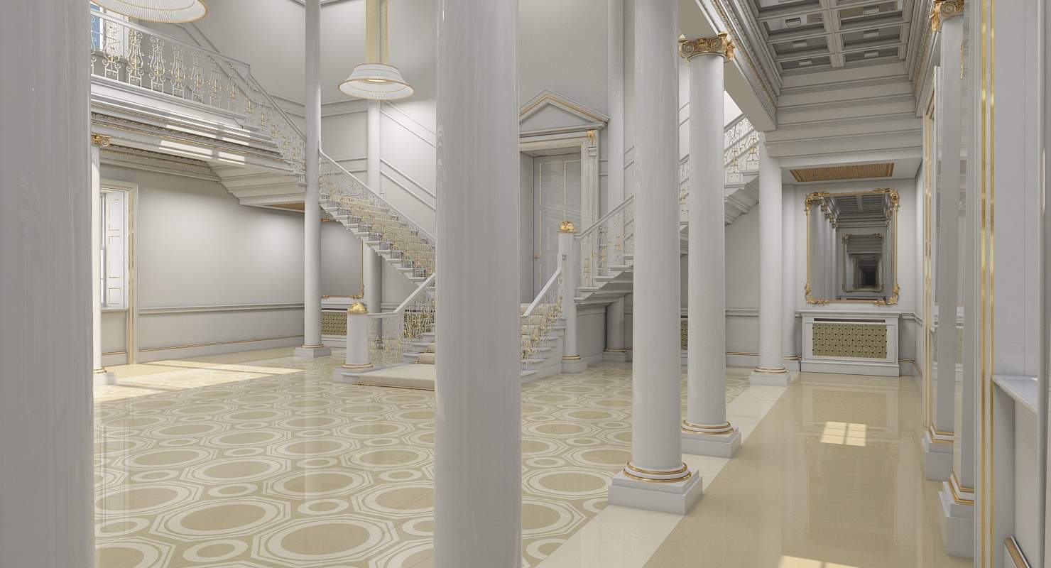 Grand Hall Lobby and Staircase - 3D Model by Giimann