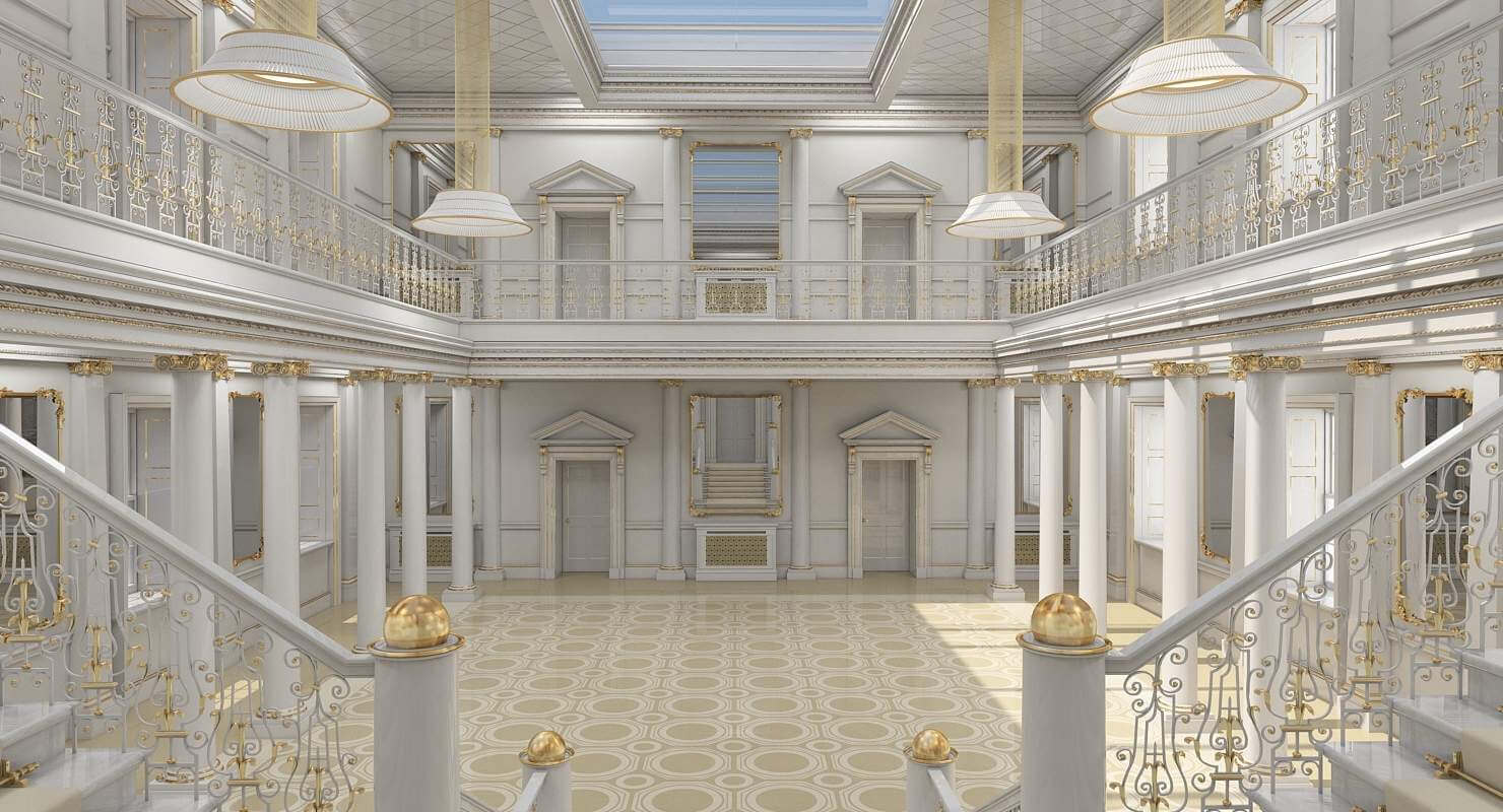 Grand Hall Lobby and Staircase - 3D Model by Giimann