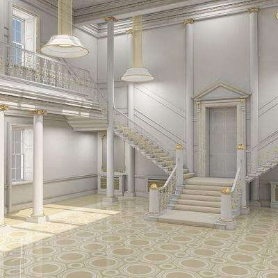 Grand Hall Lobby and Staircase - 3D Model by Giimann