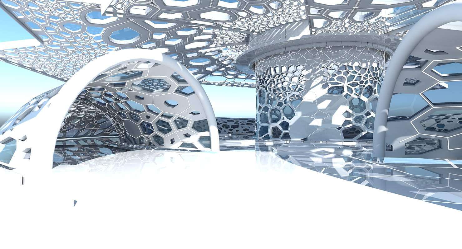 Futuristic Architectural Dome Interior 2 - 3D Model by Giimann