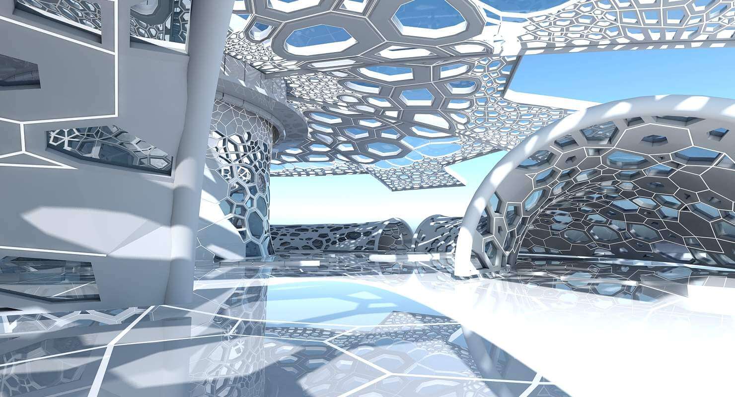 Futuristic Architectural Dome Interior 2 - 3D Model by Giimann