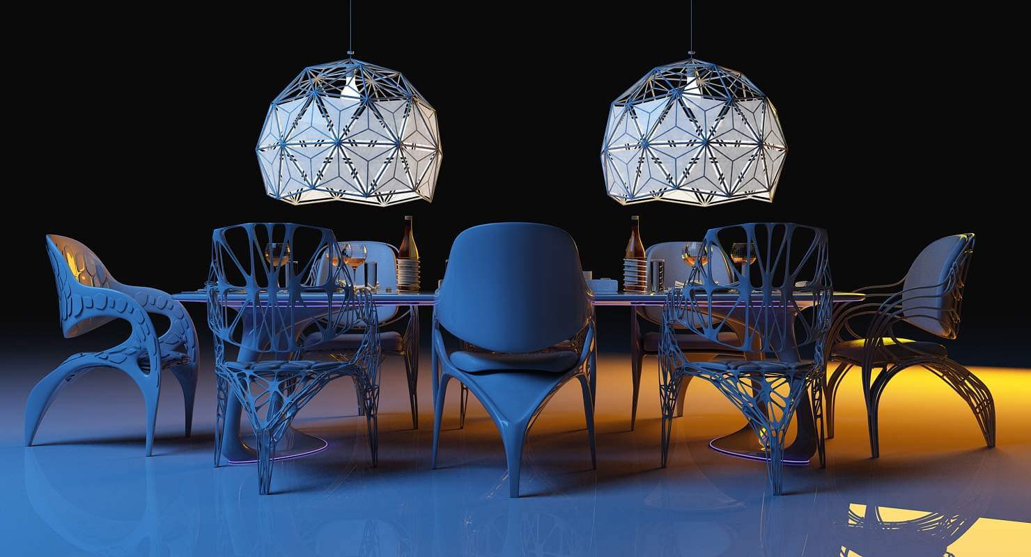 Futuristic Dining Set - 3D Model by Giimann