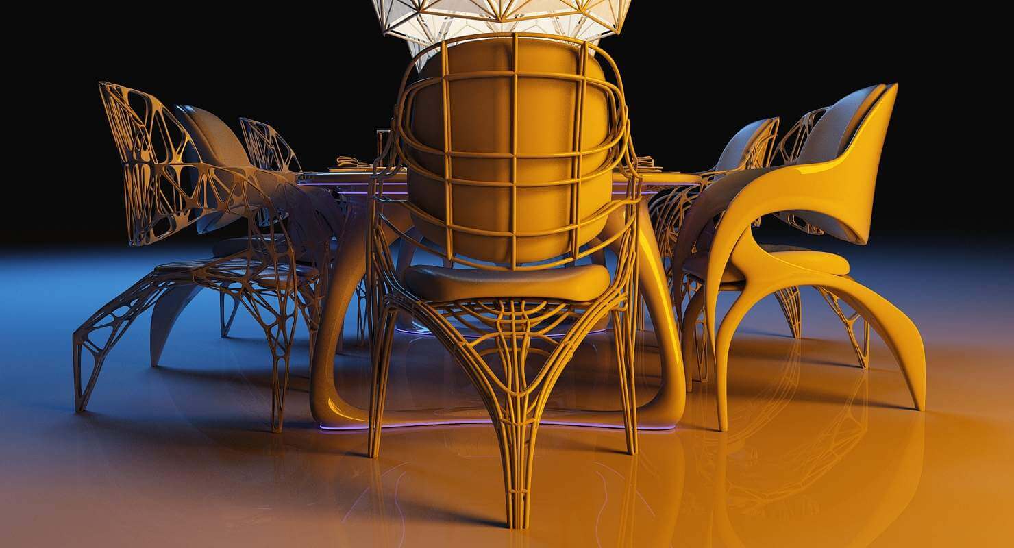Futuristic Dining Set - 3D Model by Giimann