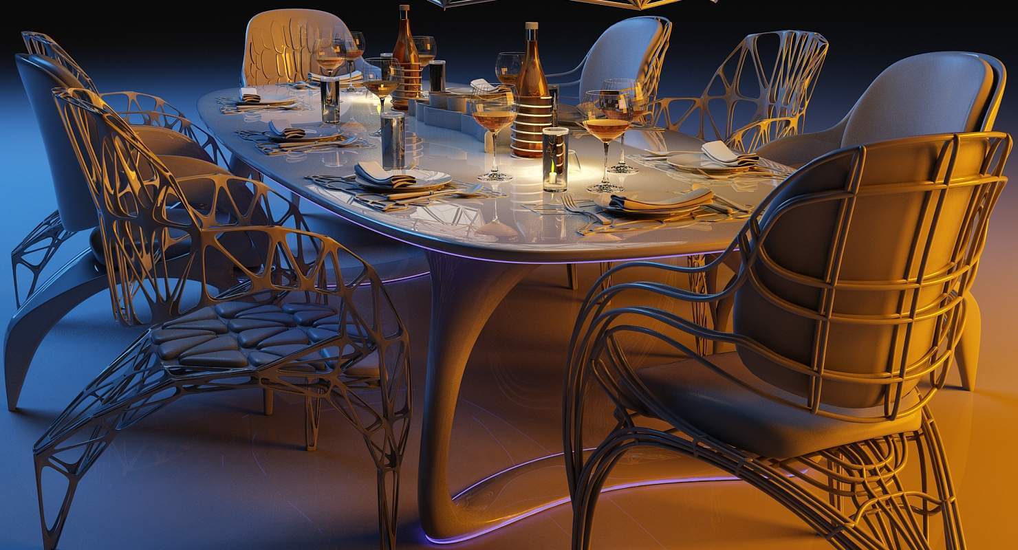 Futuristic Dining Set - 3D Model by Giimann