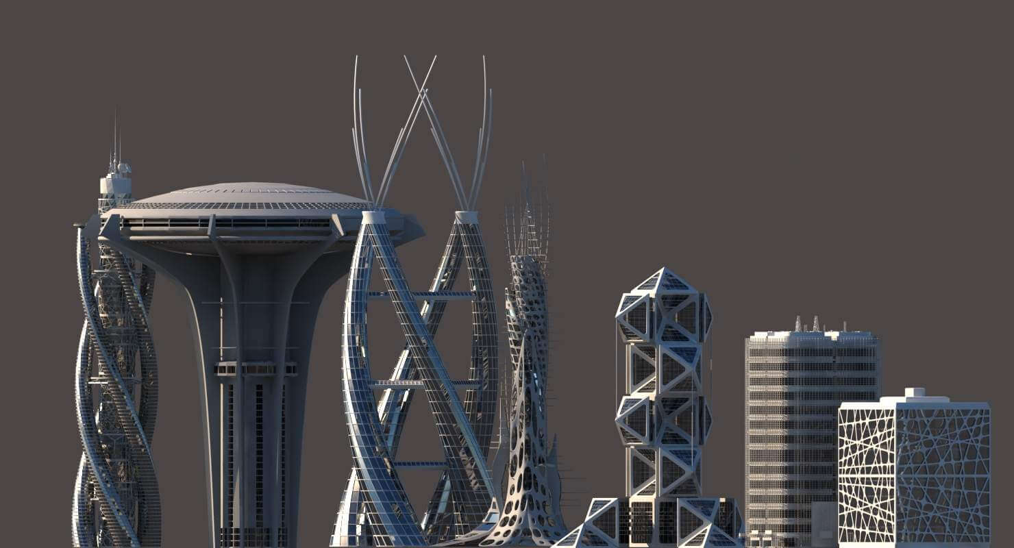 Futuristic Skyscrapers - 3D Model by Giimann