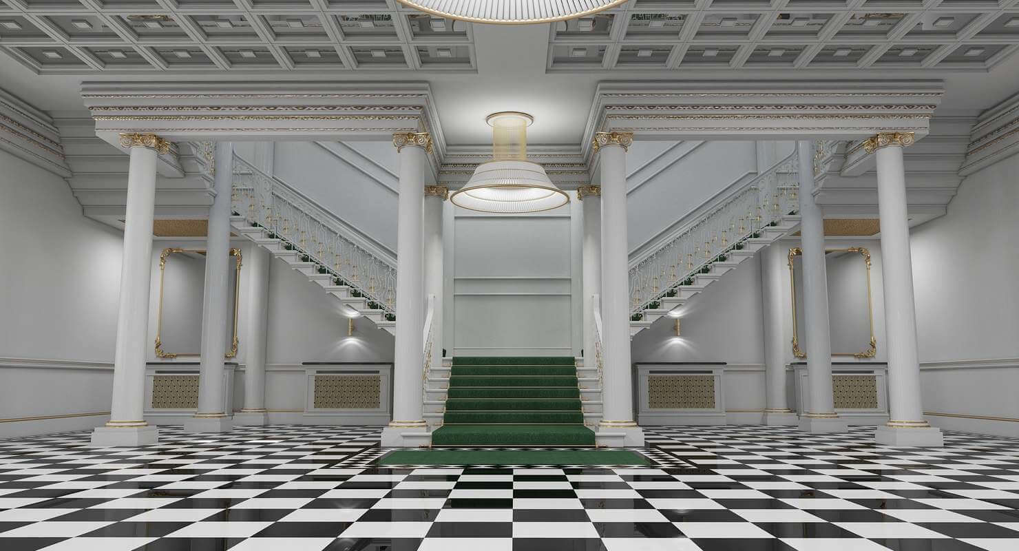 Grand Hall Entrance and Staircase - 3D Model by Giimann