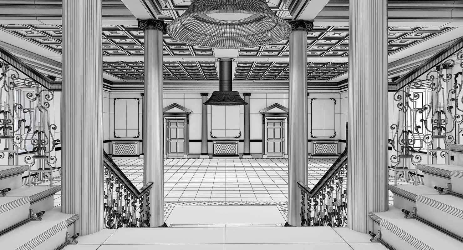 Grand Hall Entrance and Staircase - 3D Model by Giimann