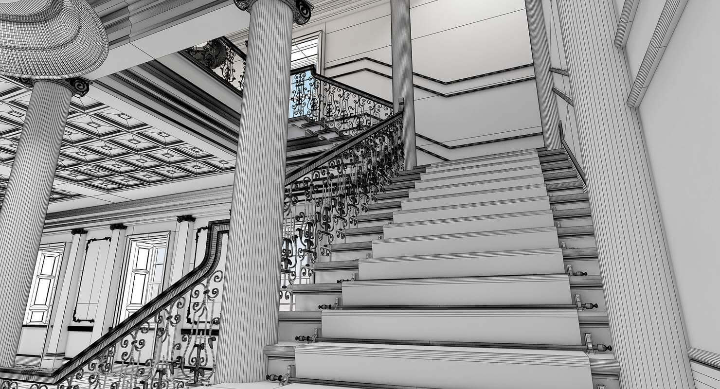 Grand Hall Entrance and Staircase - 3D Model by Giimann