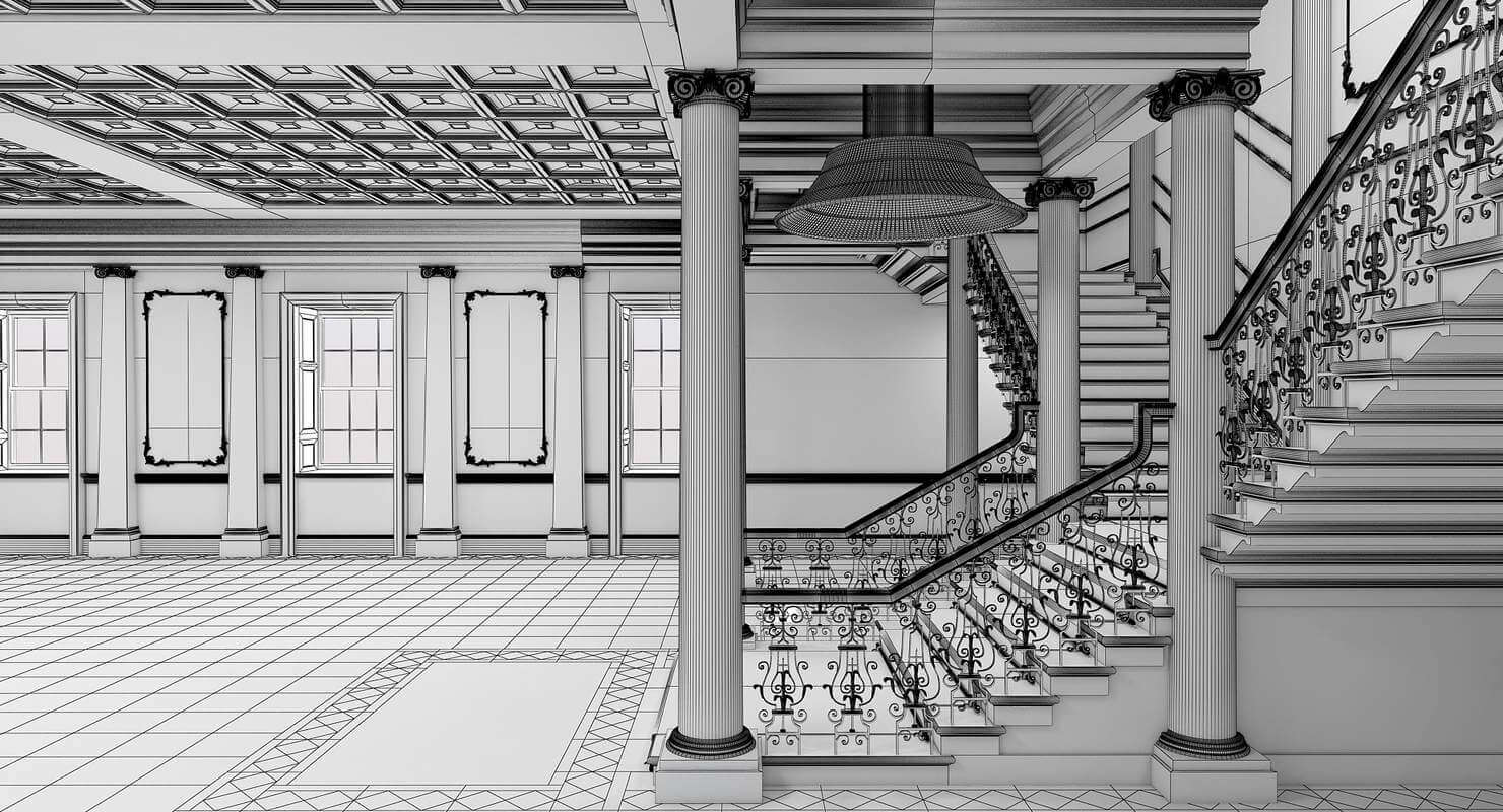 Grand Hall Entrance and Staircase - 3D Model by Giimann