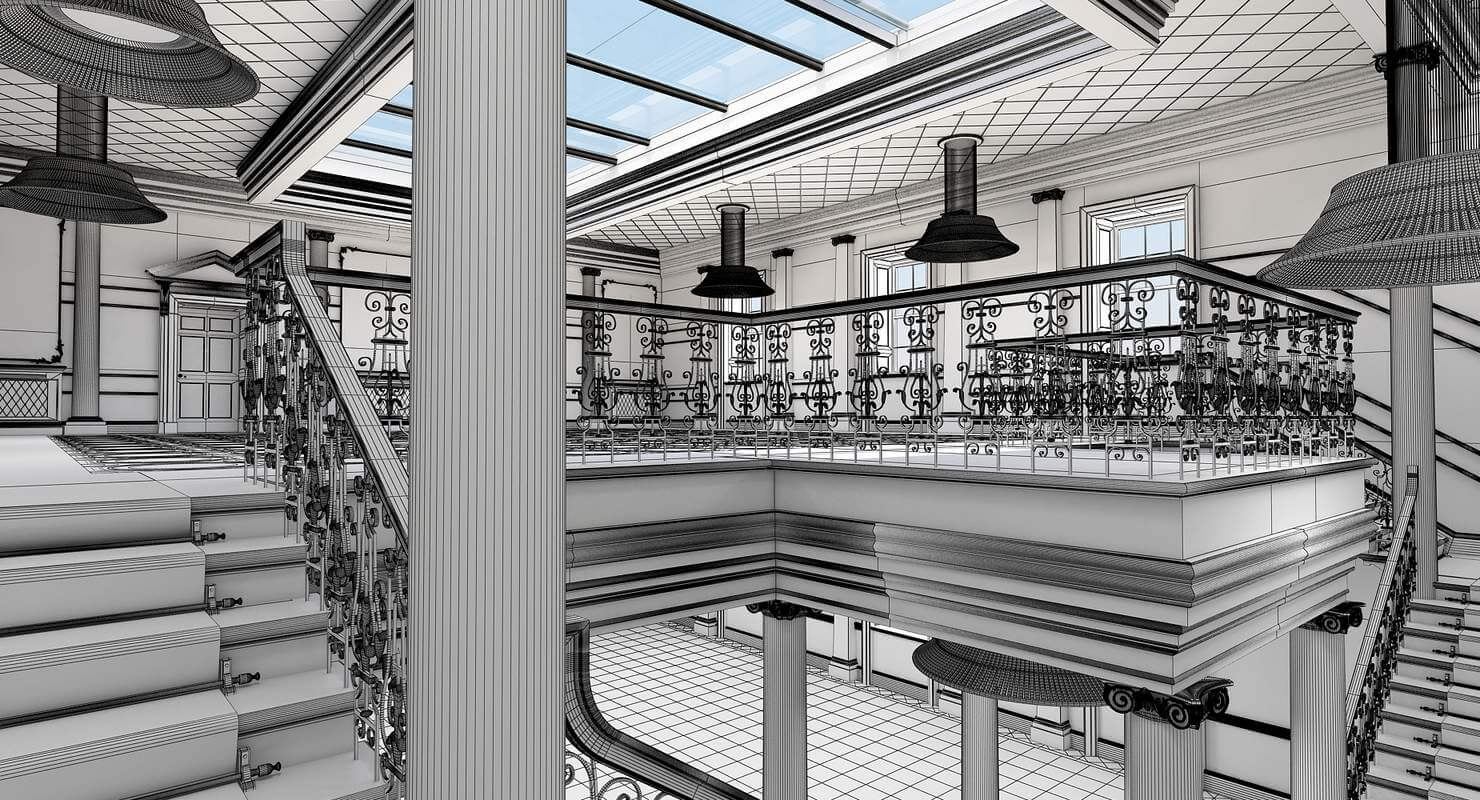 Grand Hall Entrance and Staircase - 3D Model by Giimann