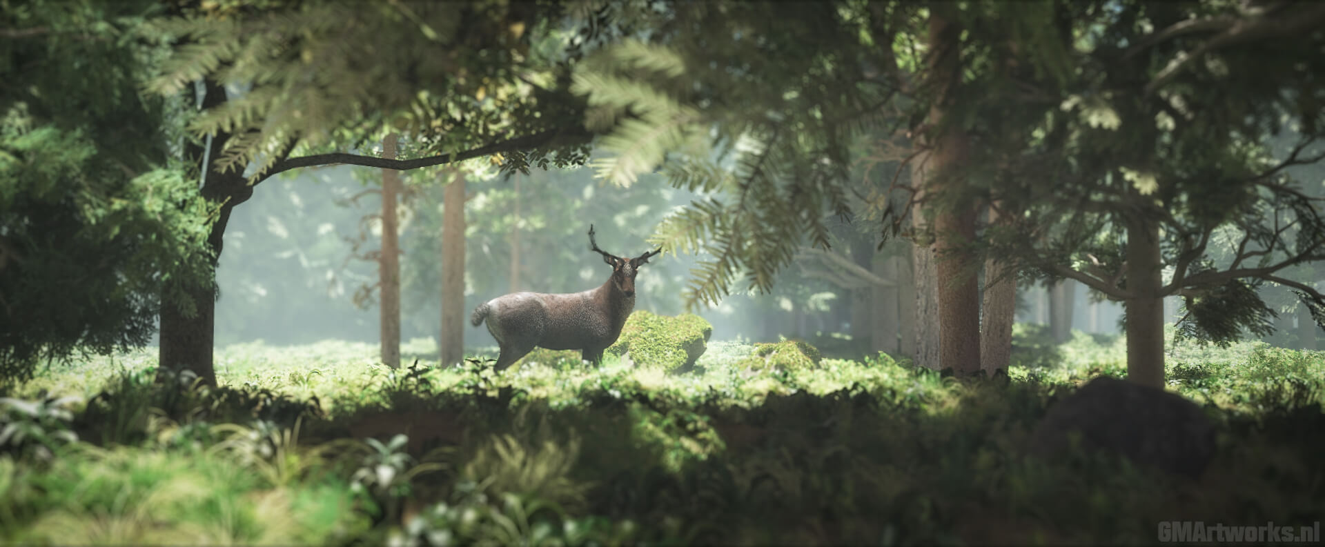 Forest 3d Rendering Deep Forest 3D Render, Digital Art by GMArtworks