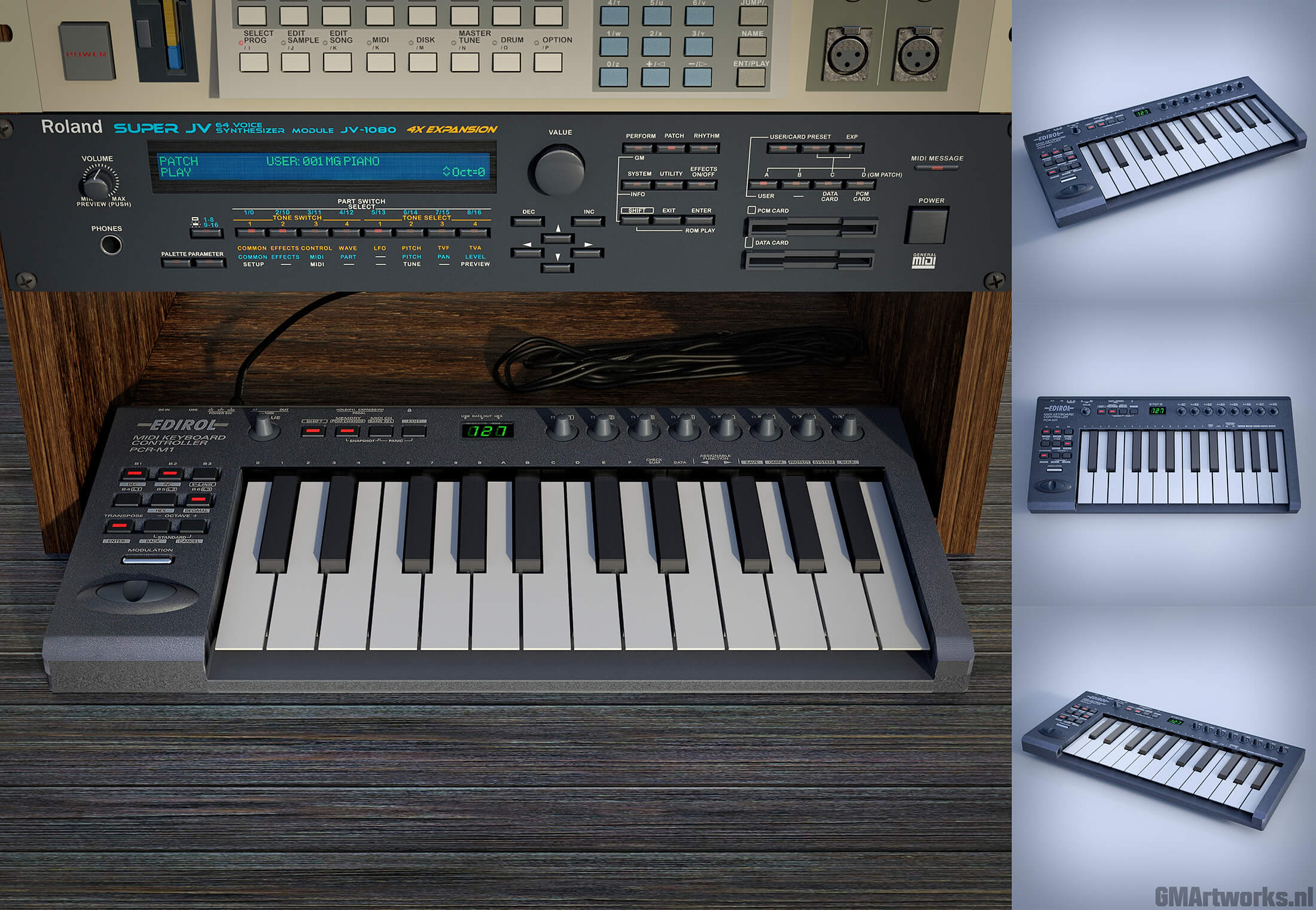Edirol PCR1 USB MIDI Controller Keyboard 3D Render RenderHub Gallery
