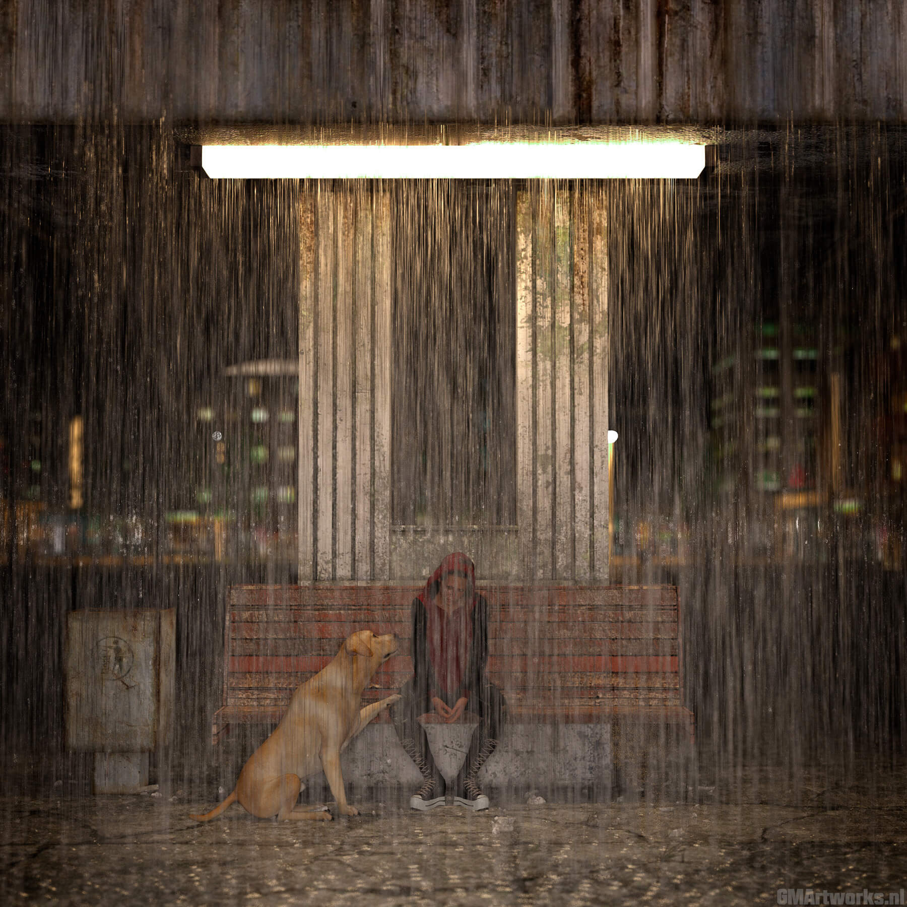 In The Rain 3D Render | RenderHub Gallery