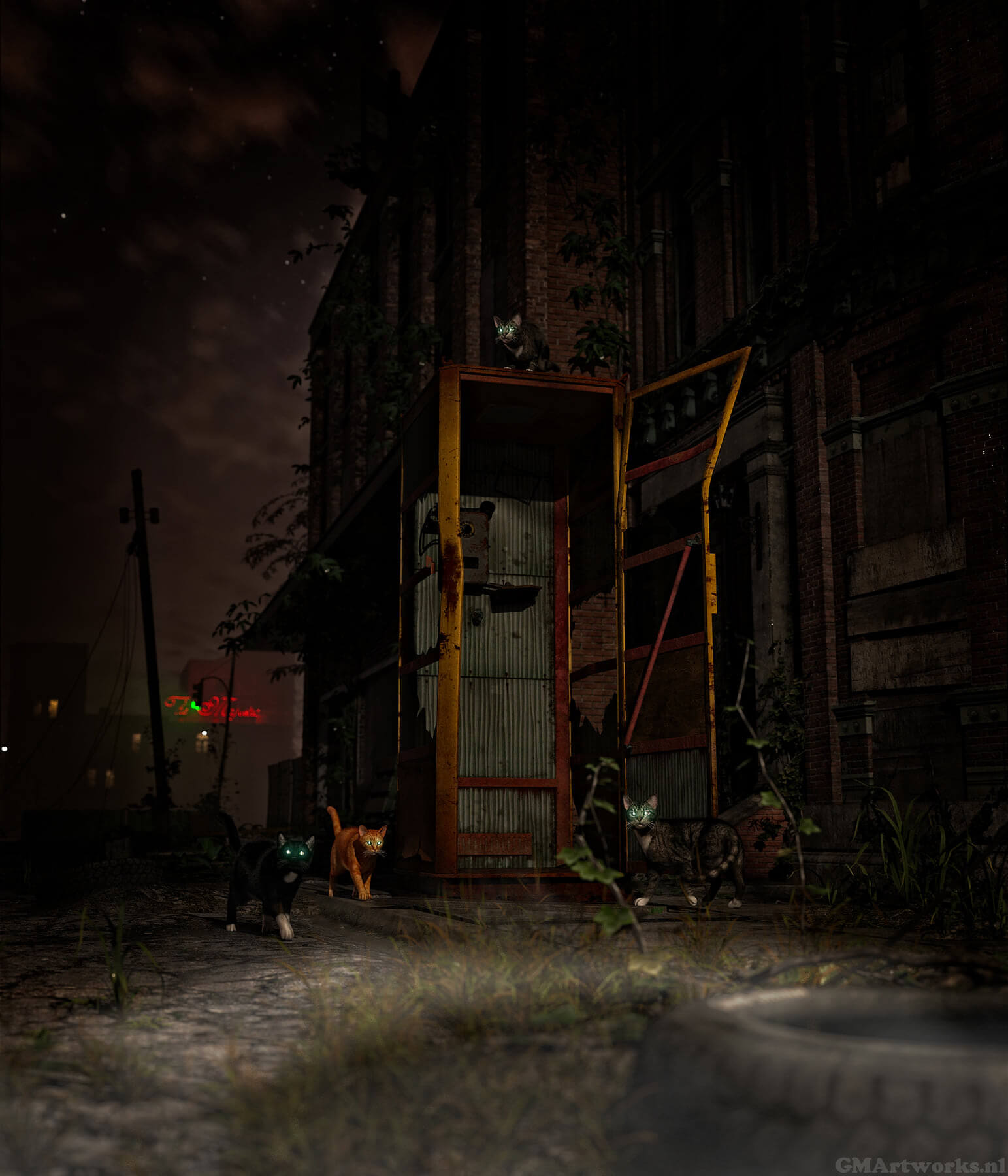 Stray Cats 3D Render, Digital Art by GMArtworks