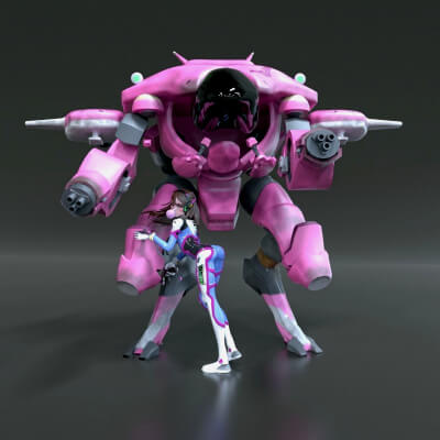 D.Va and MEKA - 3D Model by goldenriveth02