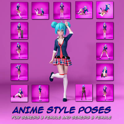 GArt Anime Style Poses for G3F and G8F