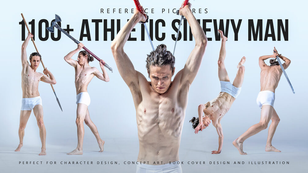 Sineway 1100+ Athletic Sinewy Man Reference Pictures by Grafit Studio