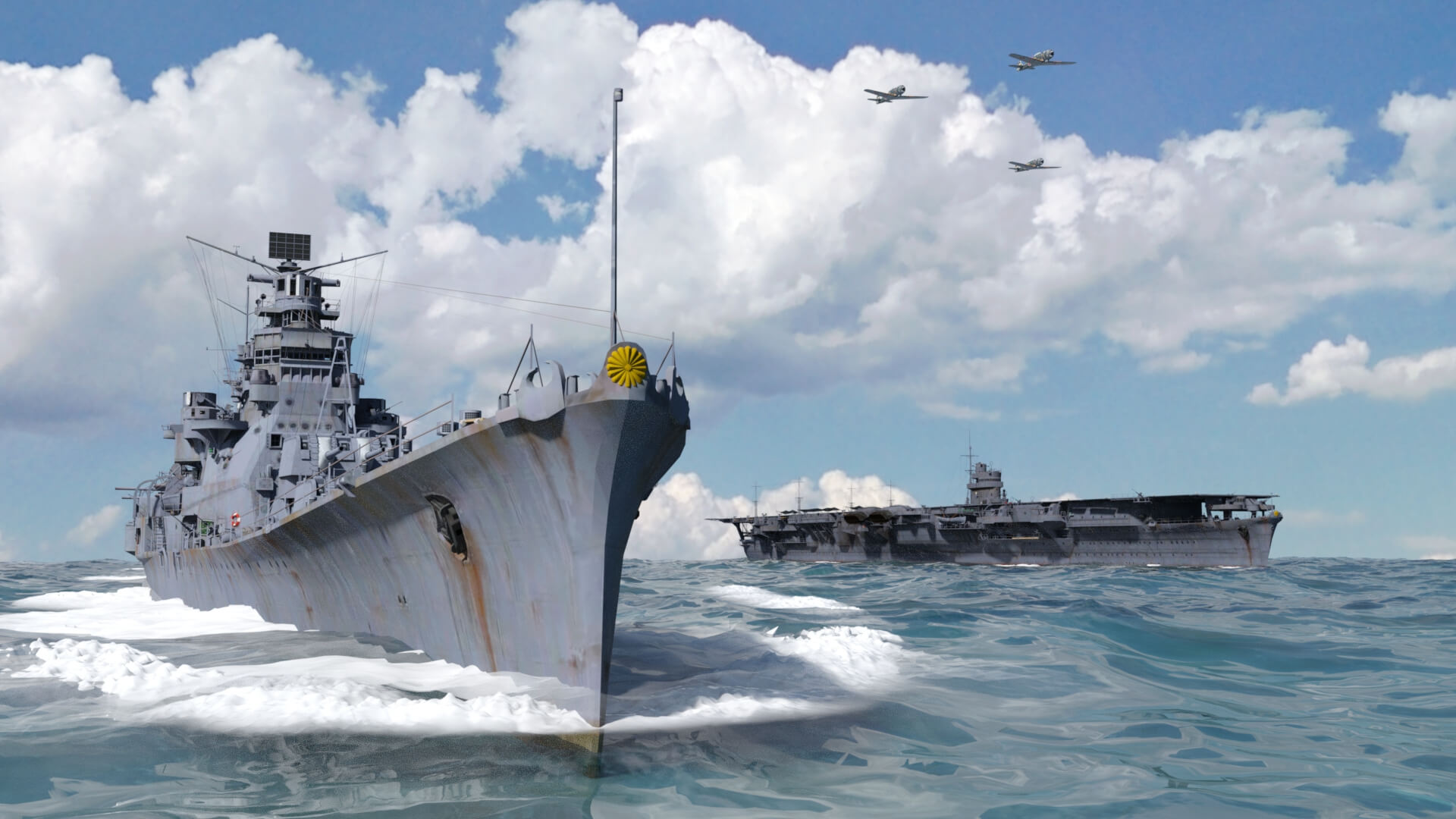 Escorting the aircraft carrier 3D Render by grafkdesigner