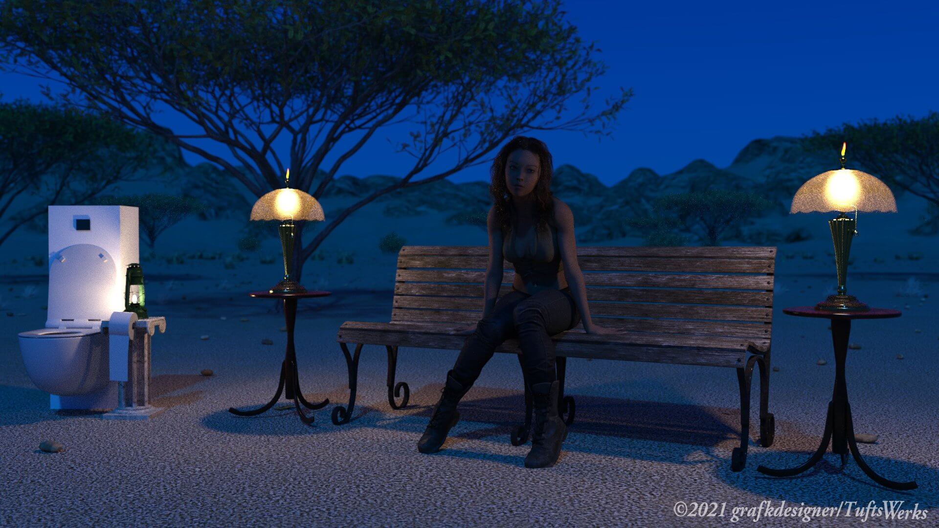 In the middle of nowhere 3D Render, Digital Art by grafkdesigner