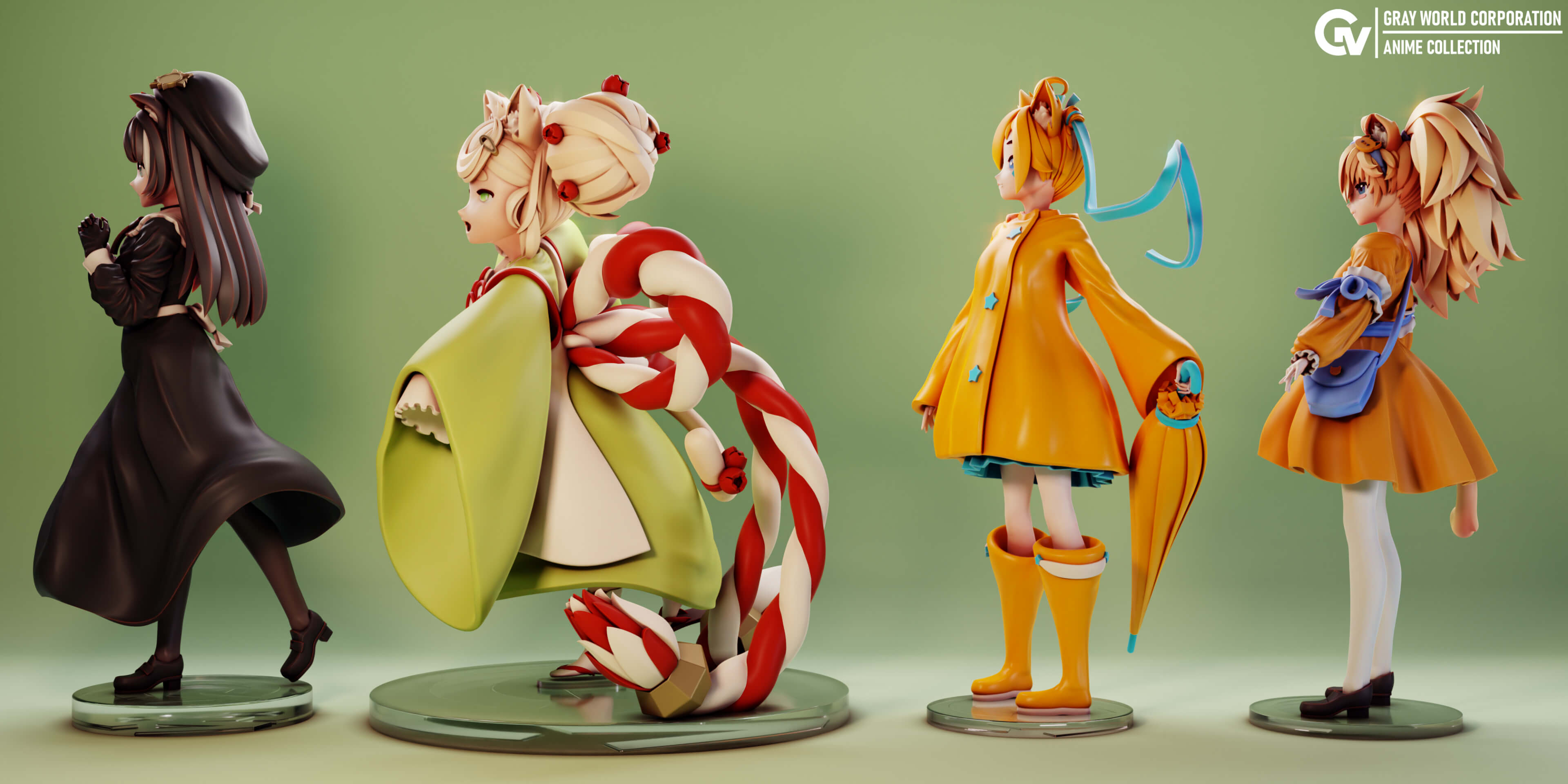 Neko Neko Set - 3D Print Model by Gray World Corporation
