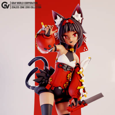 【即完売品】Nerudesignworks motto_kuma 0/0 Nekomiya Mana - Zenless Zone Zero 3D Model by Gray World