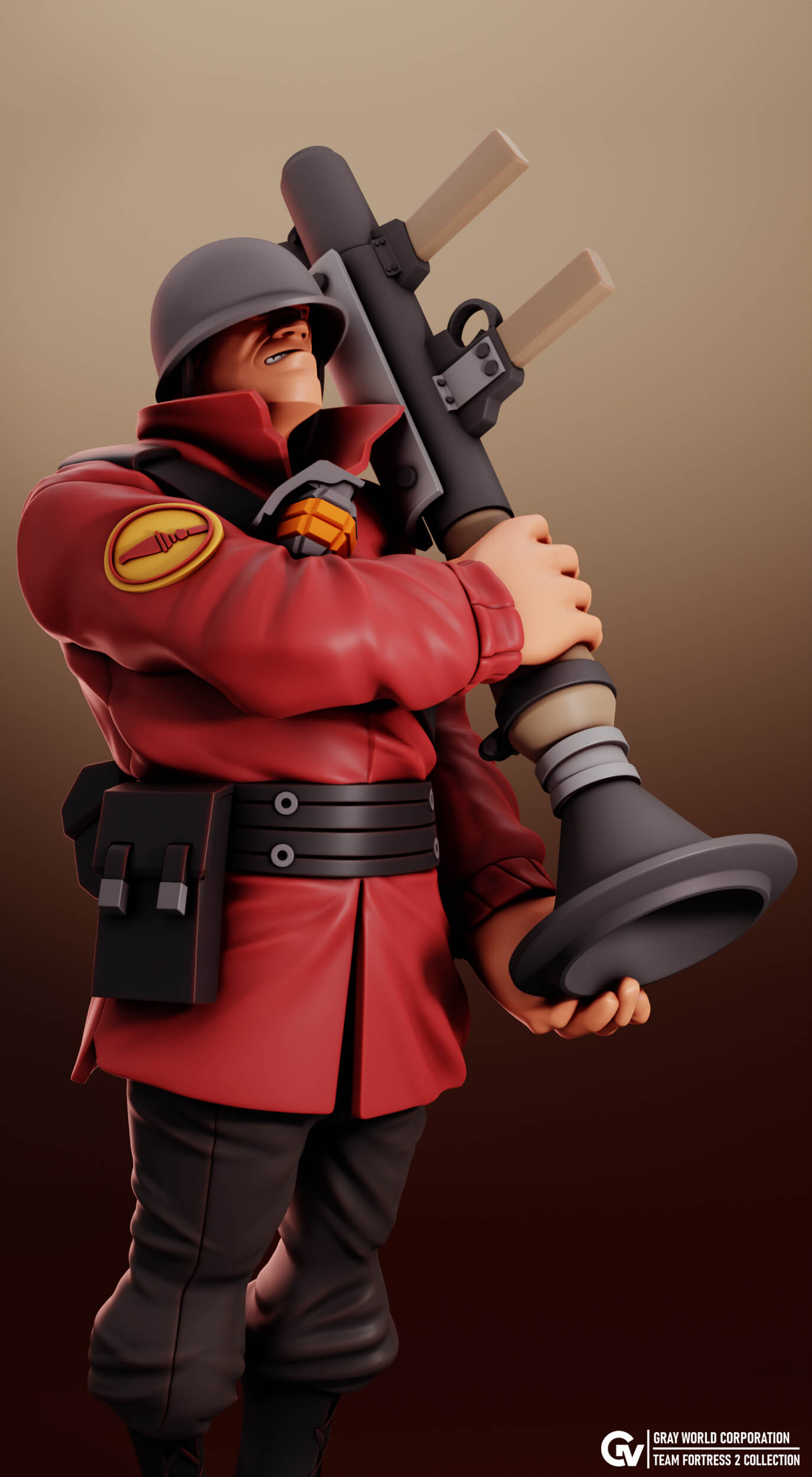 Soldier Team Fortress 2 3D Print Model by Gray World Corporation
