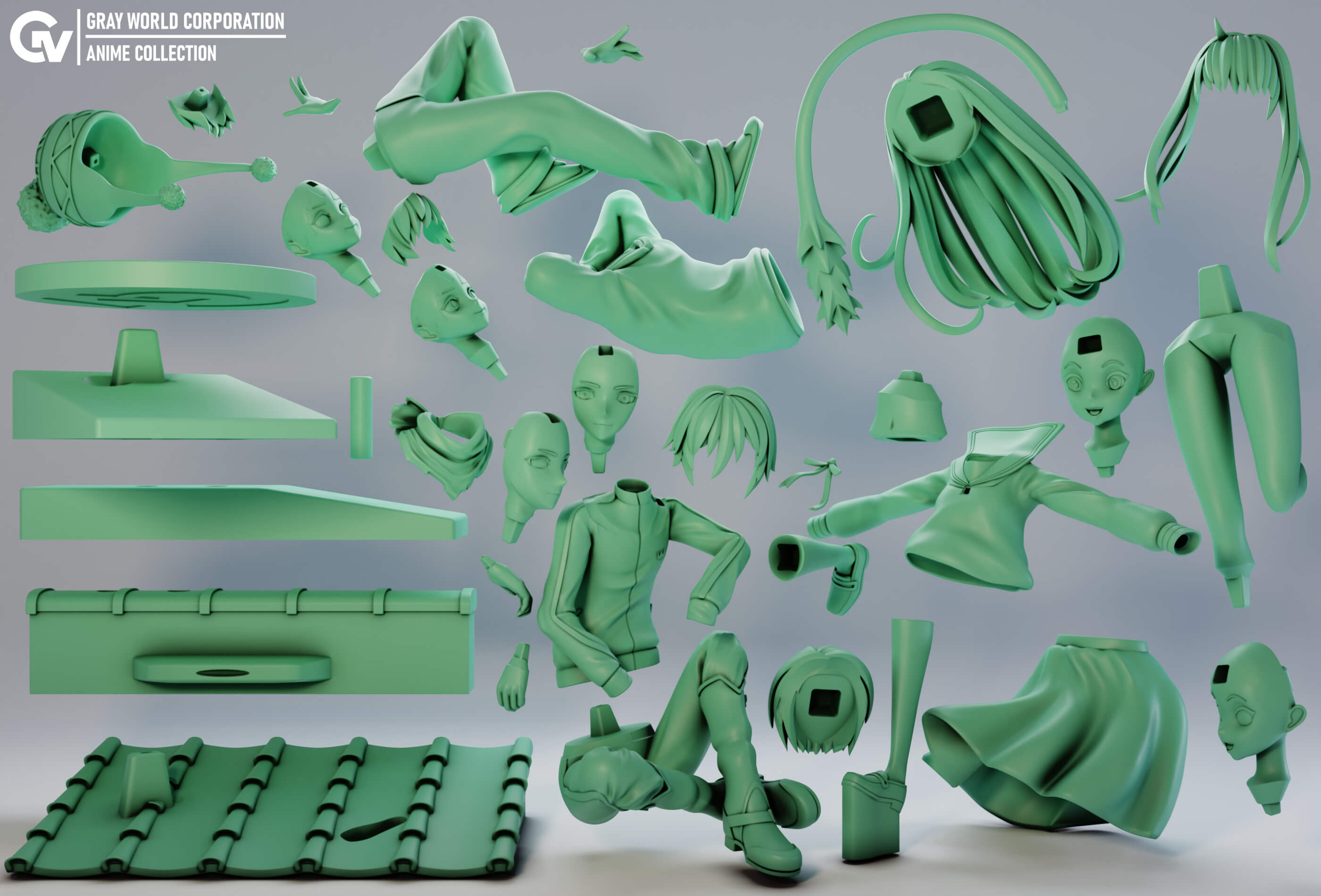 Yato, Hiyori and Yukine - Noragami 3D Model by Gray World Corporation