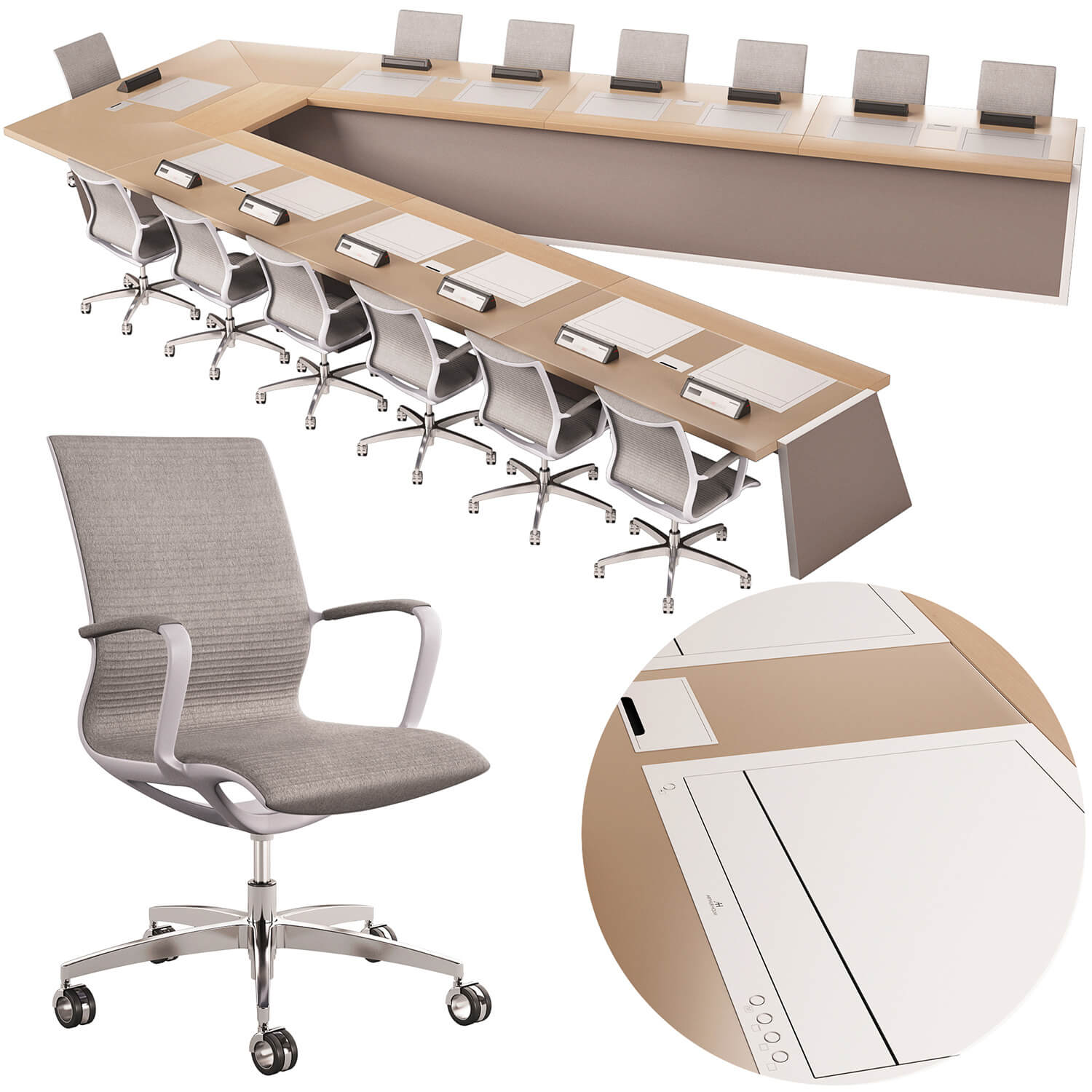 Conference Table Set 02 - 3D Model by GreenCG