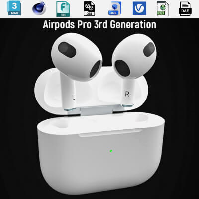 Airpod Pro Model Examples AirPods Pro 3rd Gen Pbr 3D Model by gregory989