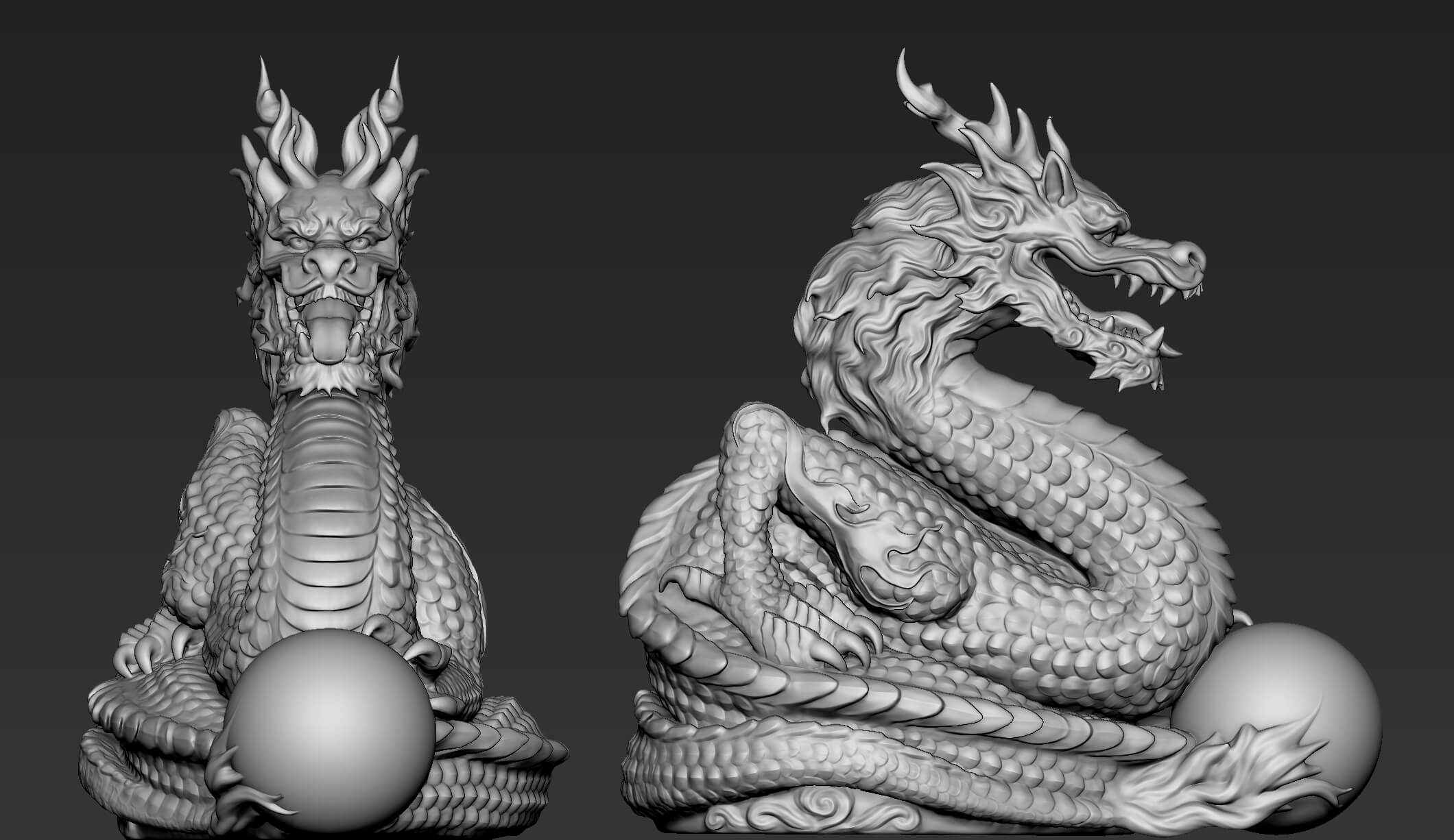 Dragon Sculpture 2 3D Model by grihaos001