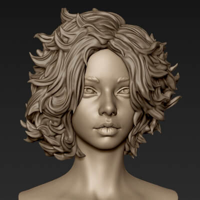 Female Head with Hair 84 - 3D Model by grihaos001