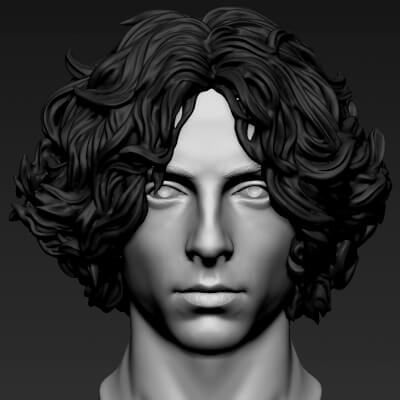 Male Head with Hair 2 - 3D Model by grihaos001