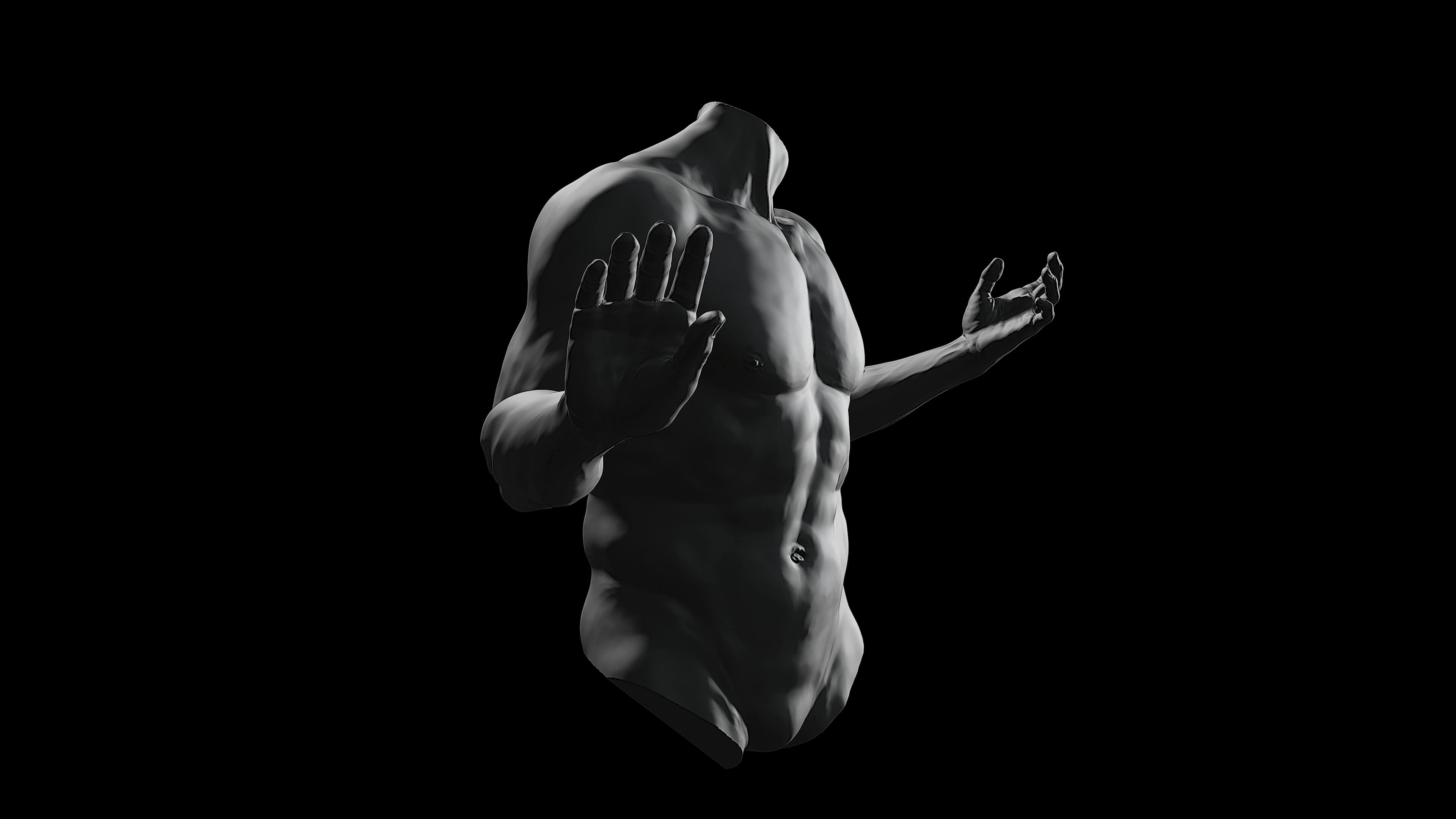 Male Torso With Arms 6 Poses - 3D Model by grihaos001